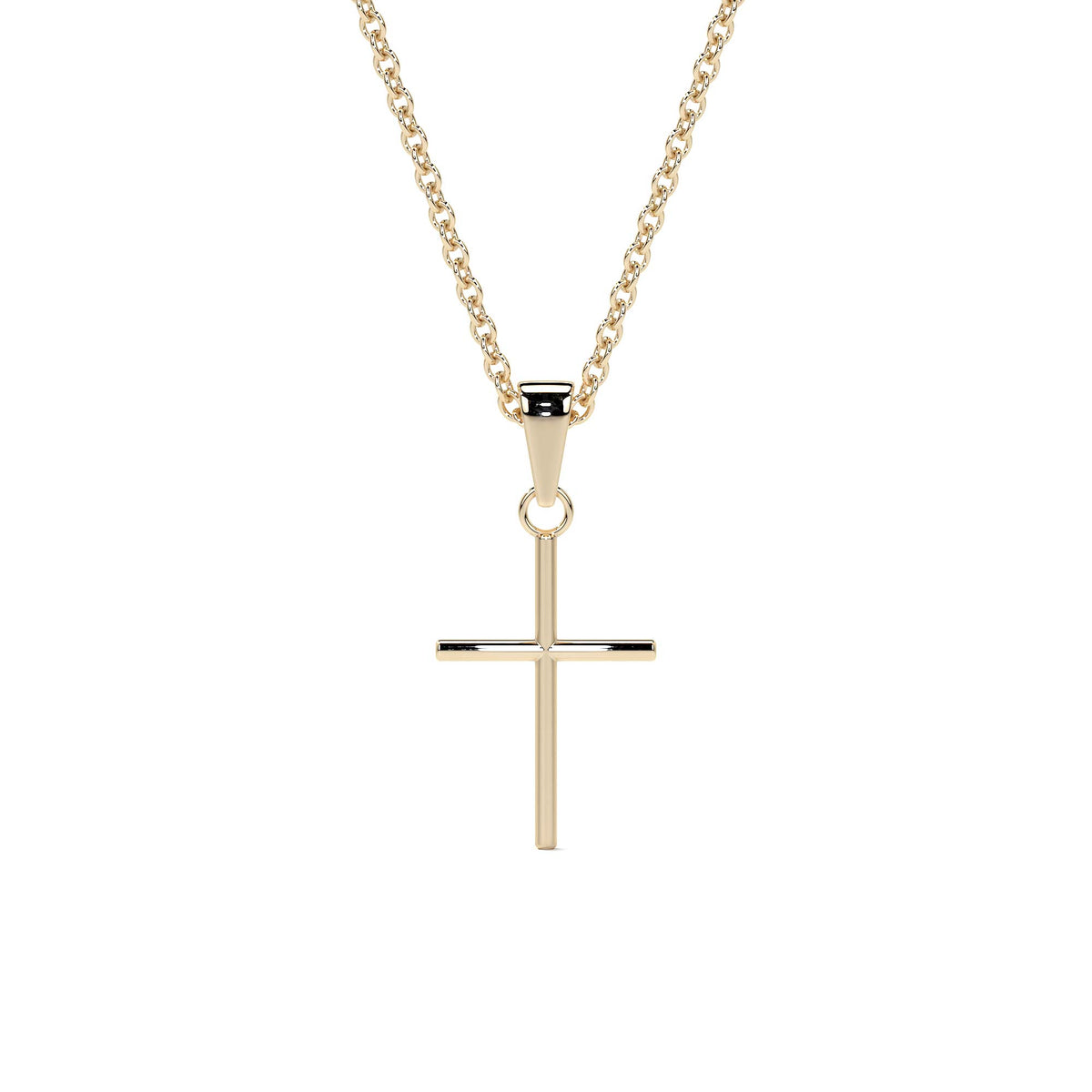 14k Gold Tube Cross Pendant