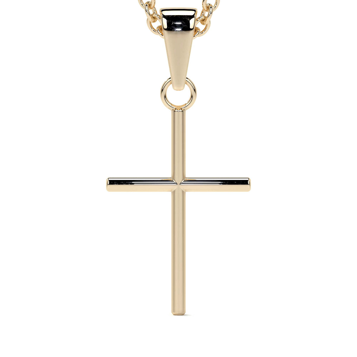 14k Gold Tube Cross Pendant