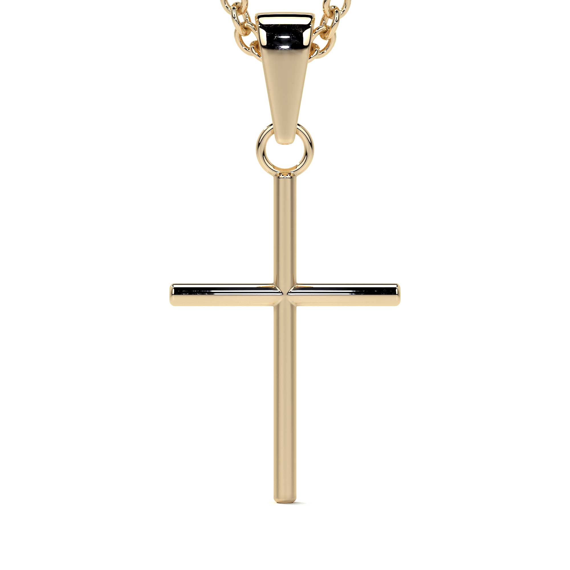 10k Gold Tube Cross Necklace