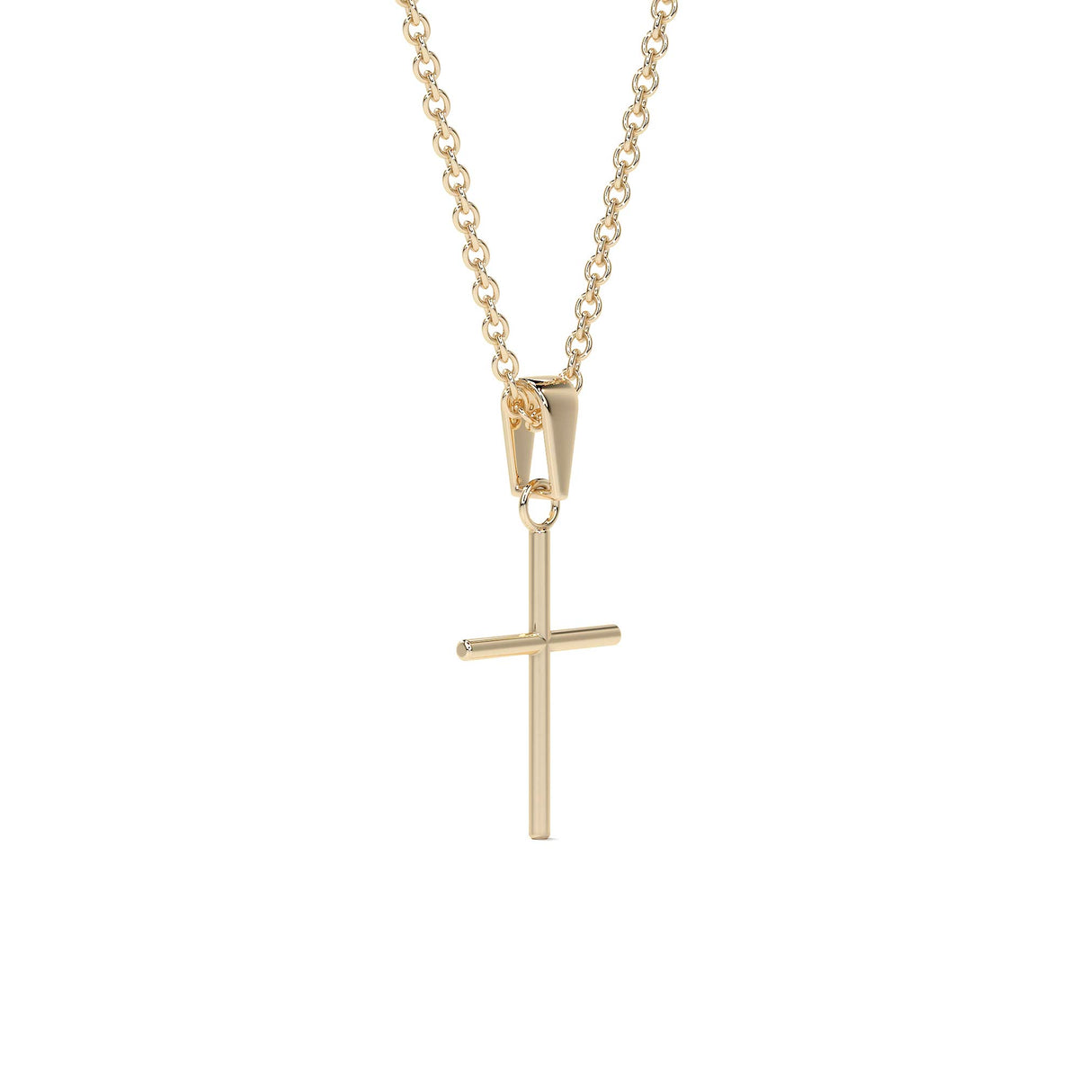10k Gold Tube Cross Necklace