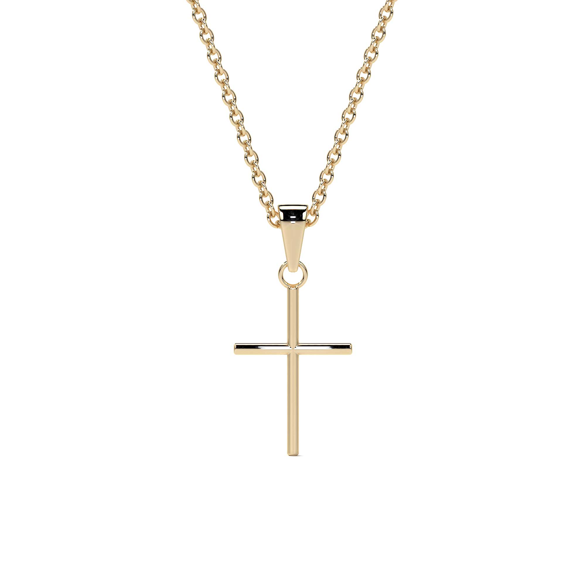 14k Gold Tube Cross Pendant