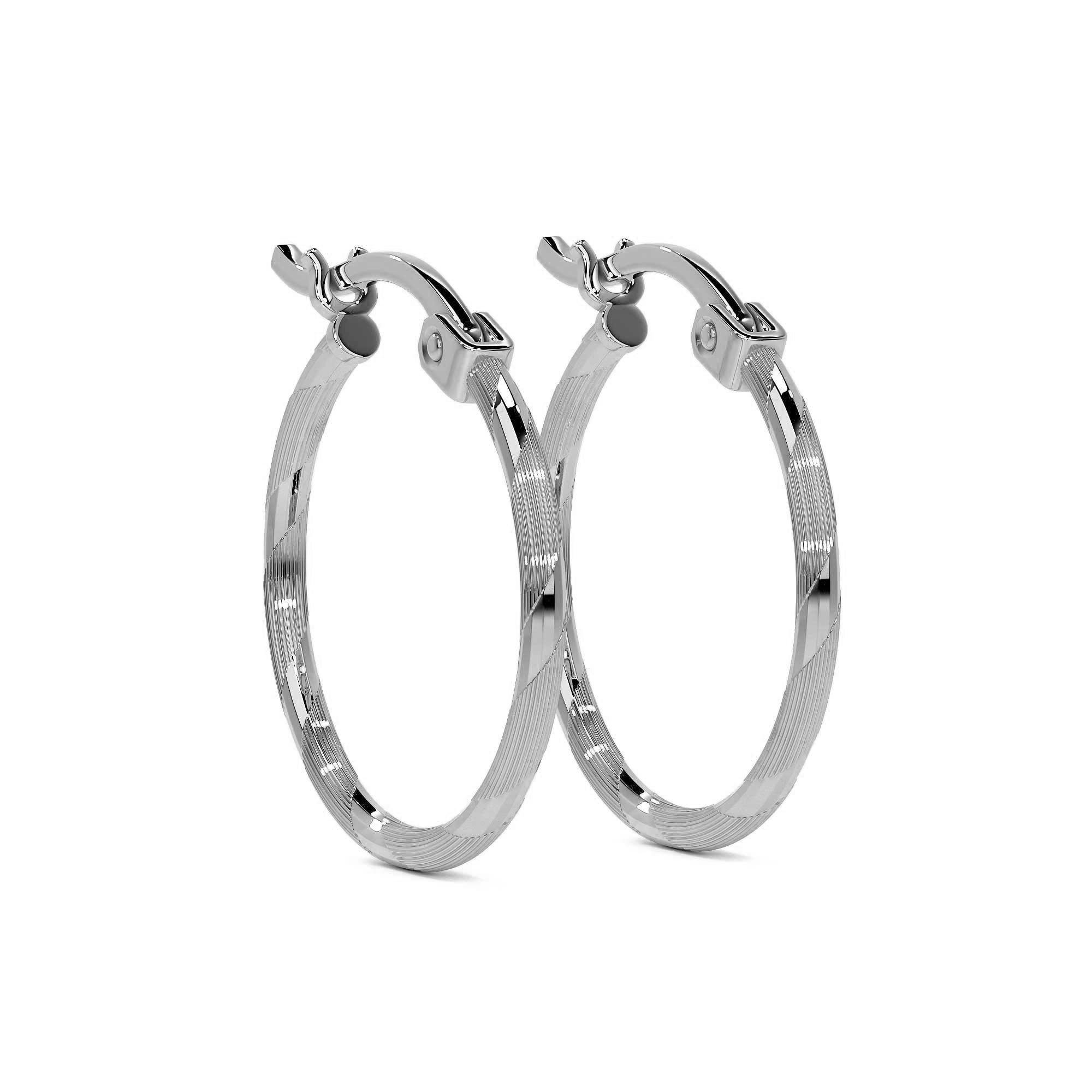 925 Silver Diamond-Cut Hoop Earrings for Women 12mm Blue Cord