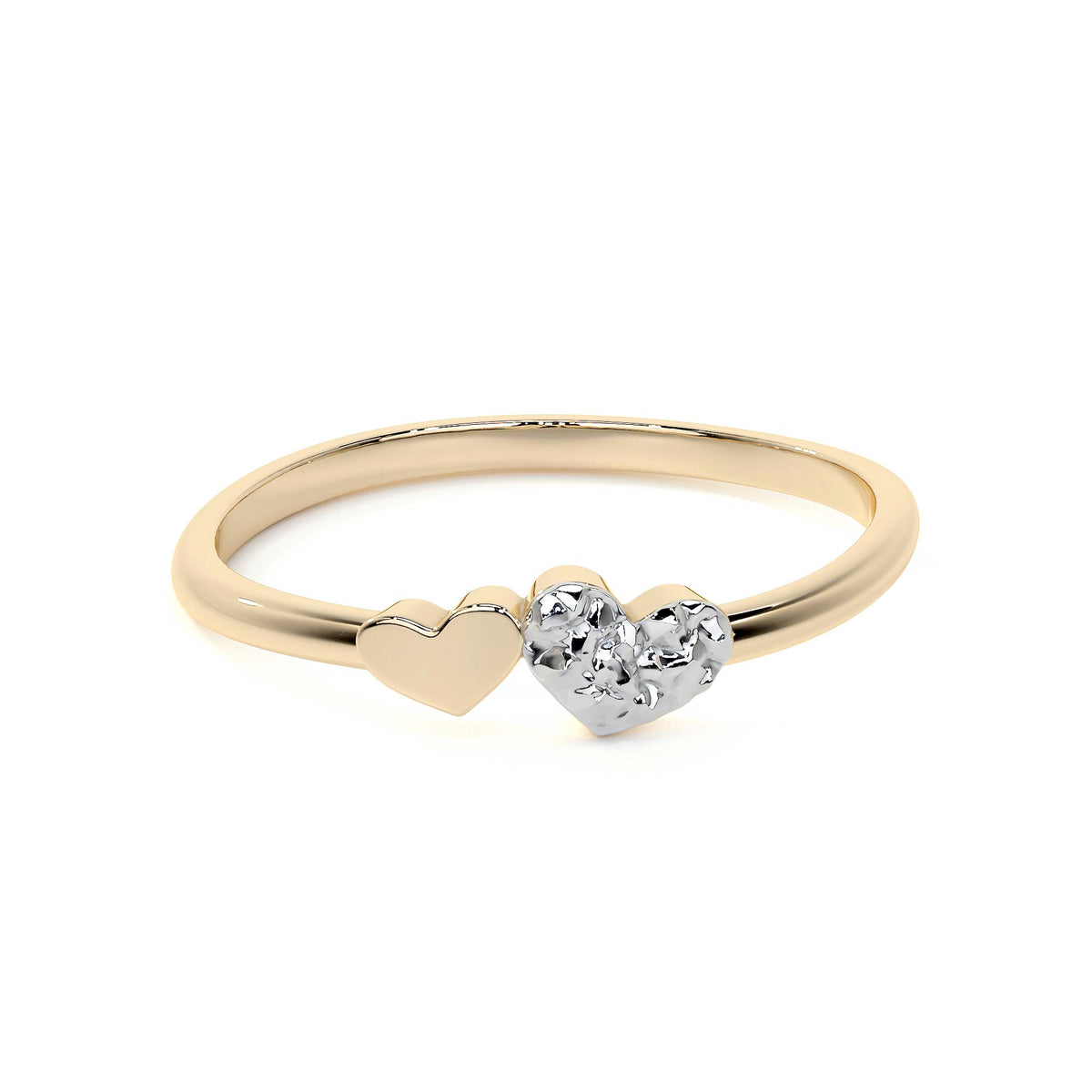 10k Gold Ring with Rhodium-Plated Heart