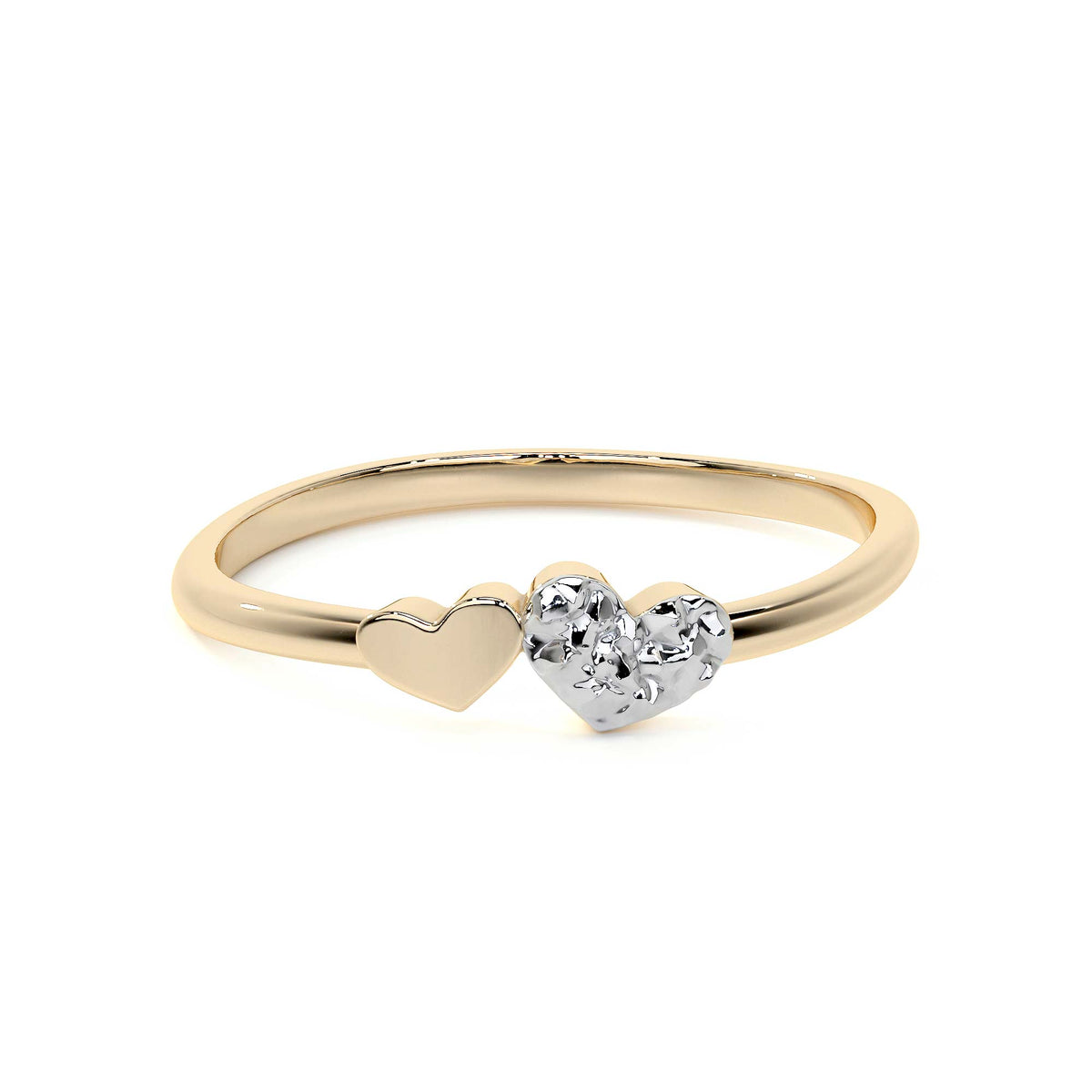 14k Gold Ring with Rhodium-Plated Heart