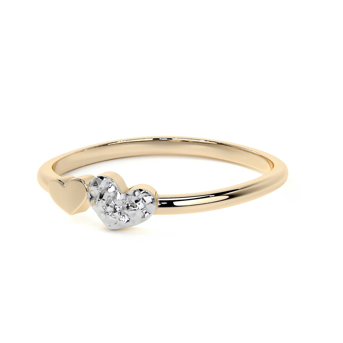 10k Gold Ring with Rhodium-Plated Heart
