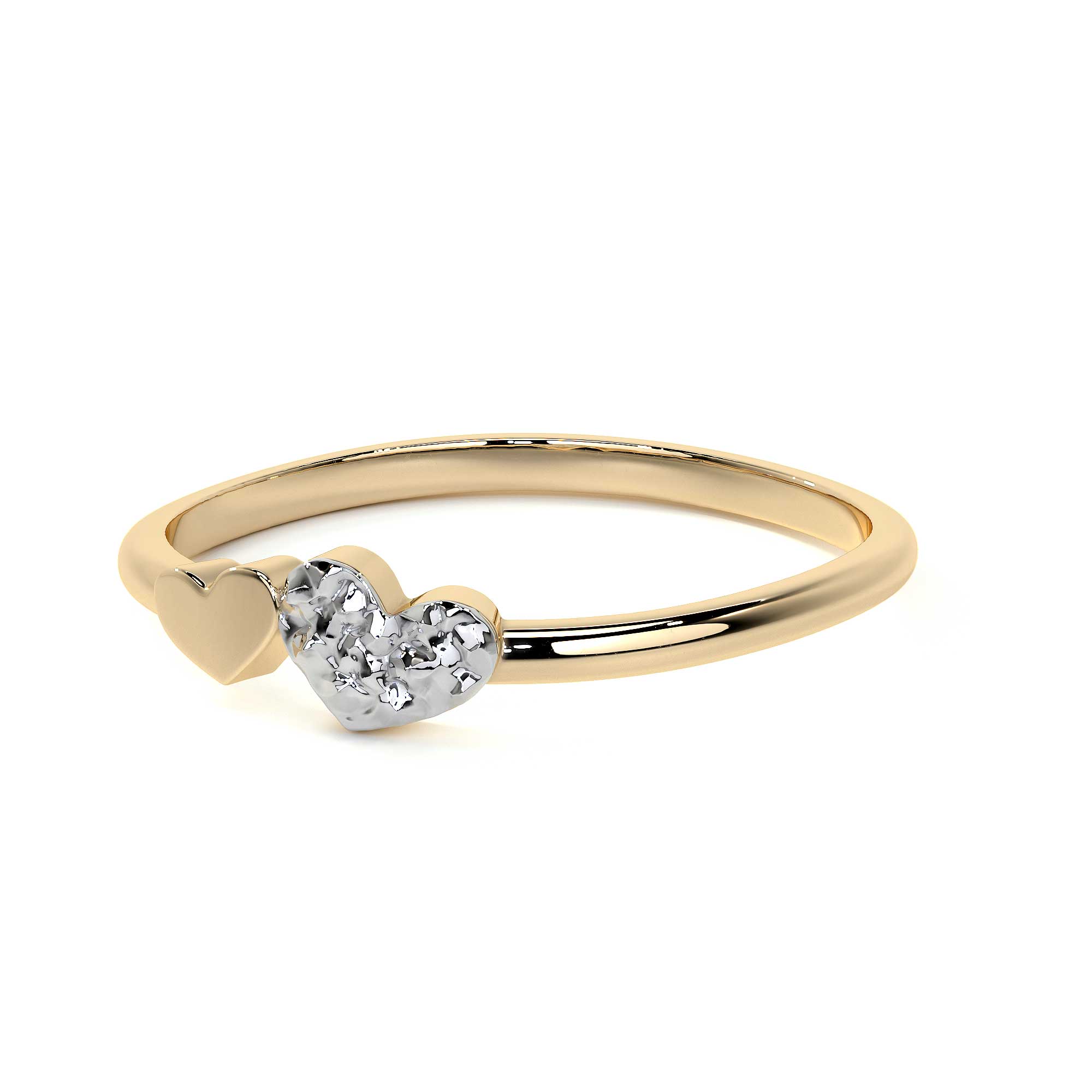 14k Gold Ring with Rhodium-Plated Heart