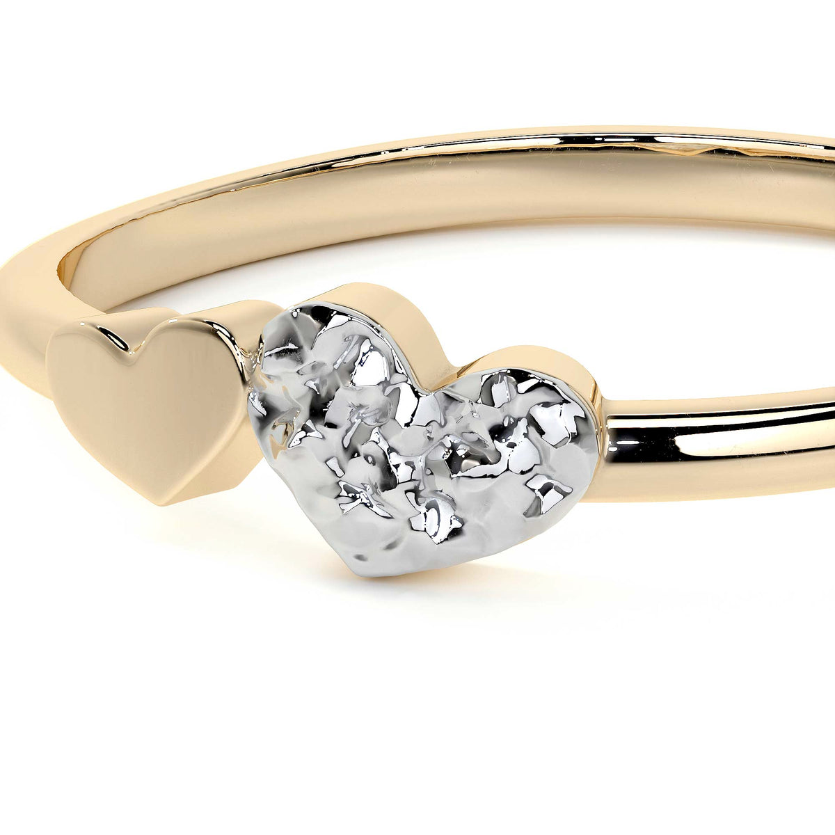 14k Gold Ring with Rhodium-Plated Heart
