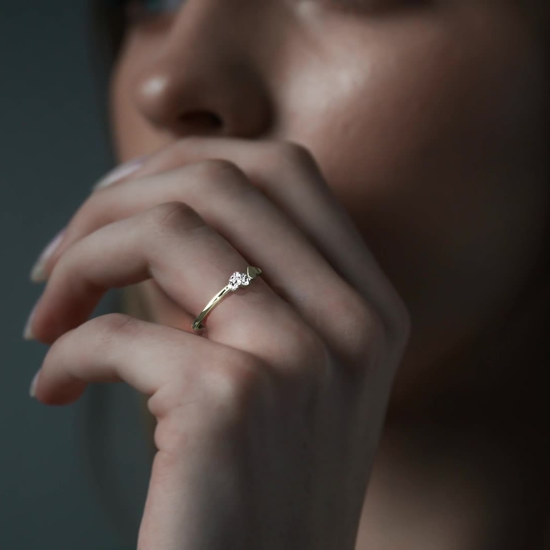 10k Gold Ring with Rhodium-Plated Heart