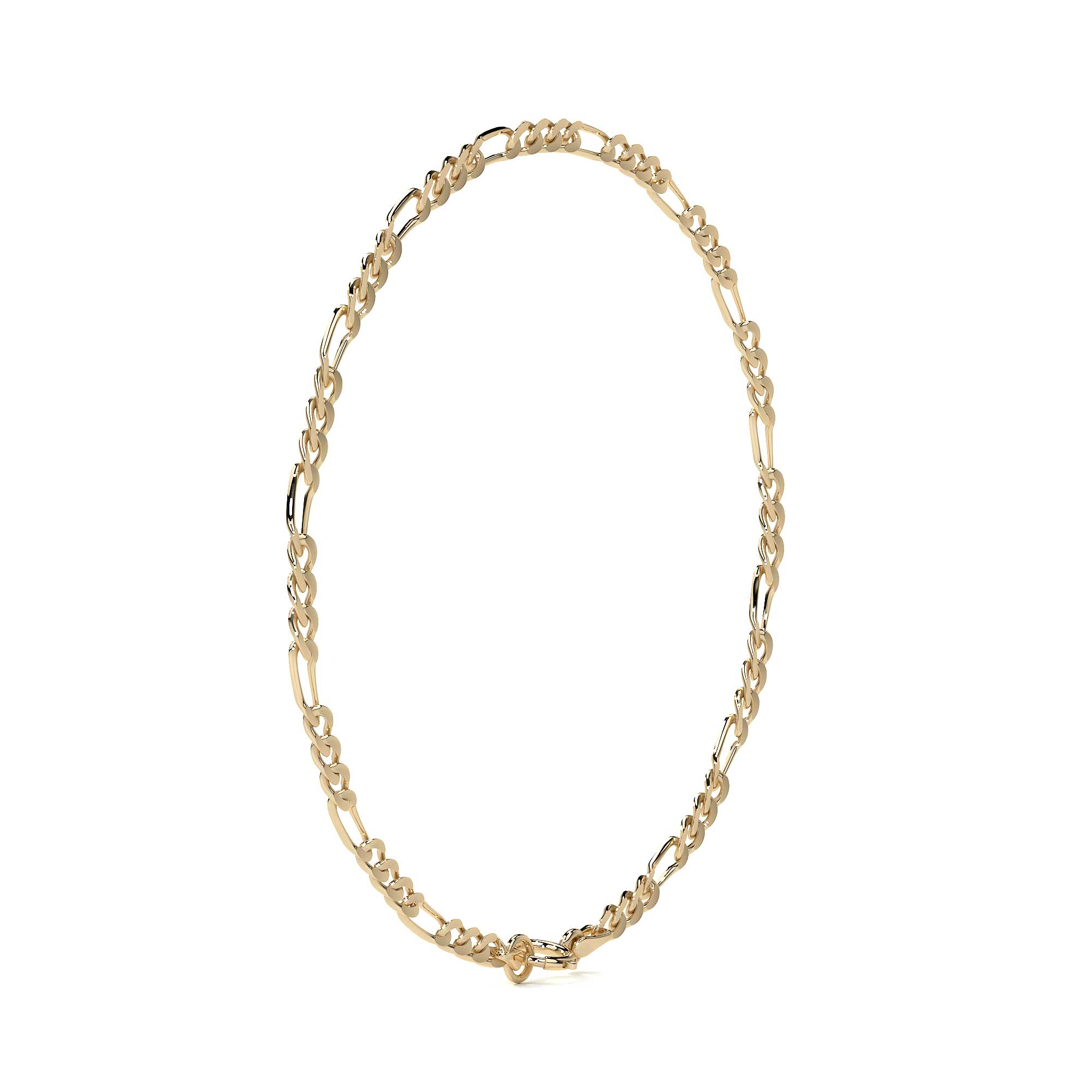 10K Italian Pavé Figaro Bracelet, 2.6mm