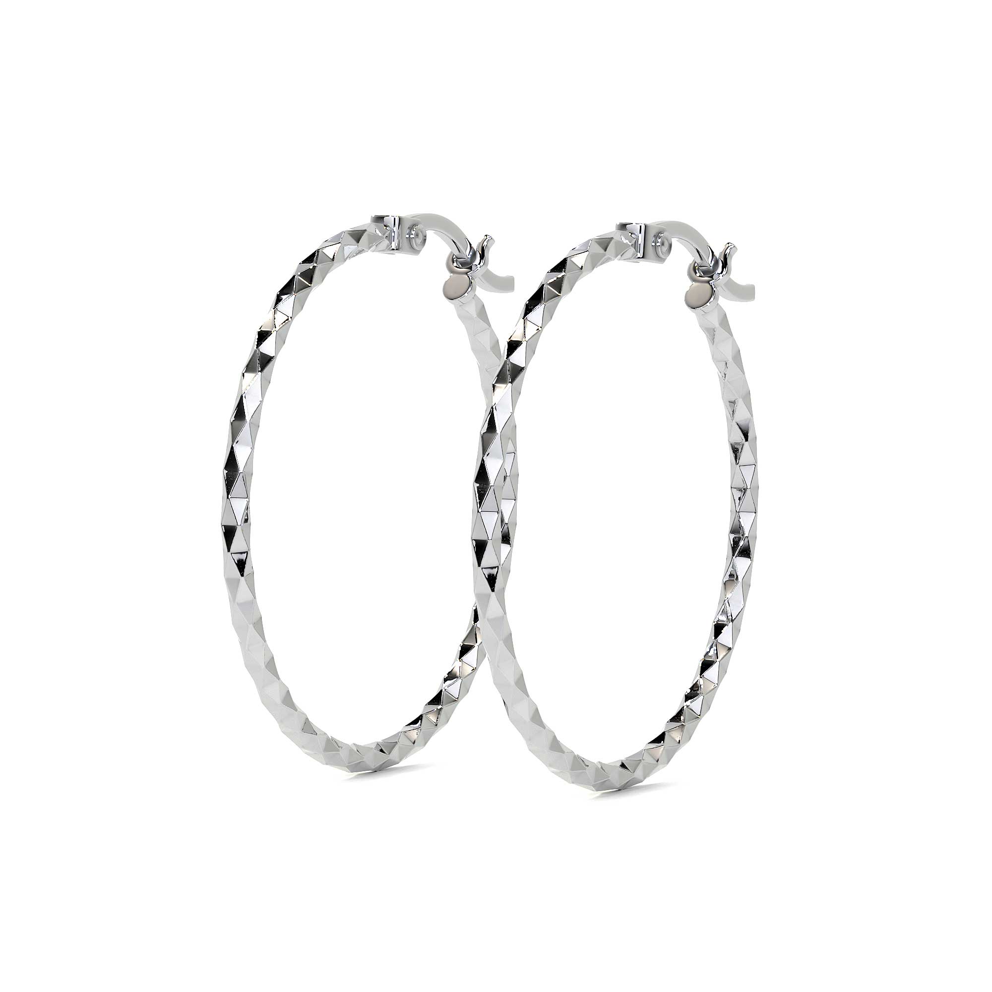 925 Sterling Silver Diamond-Cut Arracada Hoop Earring for Women, Confetti Style