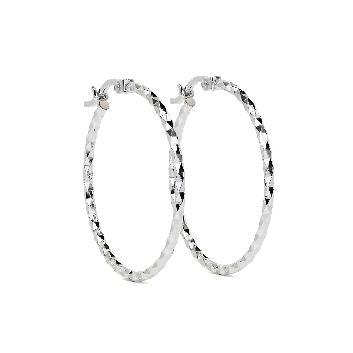925 Sterling Silver Diamond-Cut Arracada Hoop Earring for Women, Confetti Style