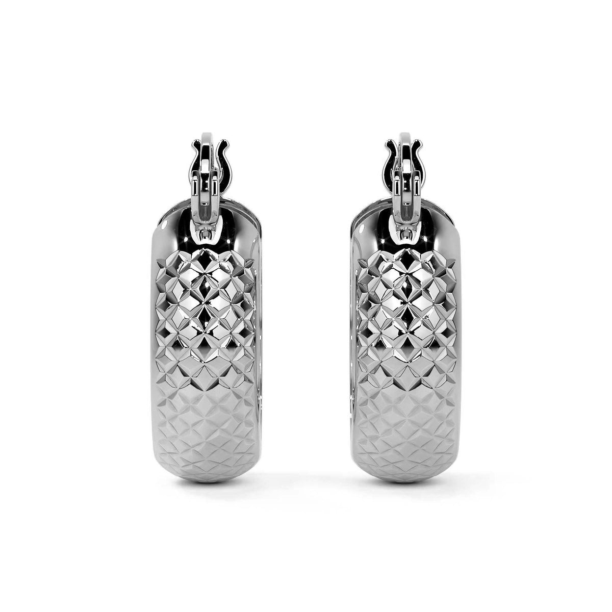 925 Sterling Silver Diamond-Cut Arracada Hoop Earring, Bangle Type