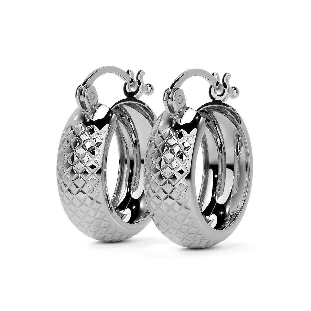 925 Sterling Silver Diamond-Cut Arracada Hoop Earring, Bangle Type
