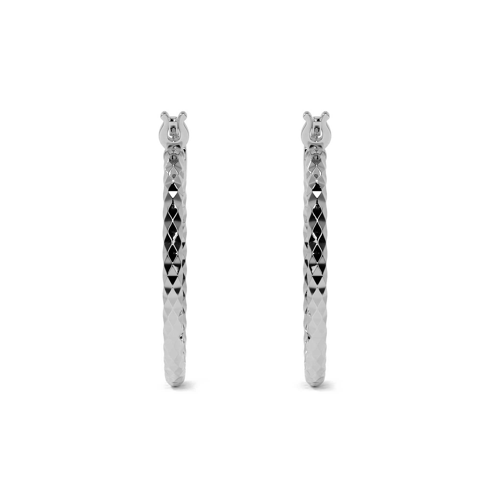 Sterling Silver .925 Diamond-Cut Honeycomb Arracada Hoop Earring for Women