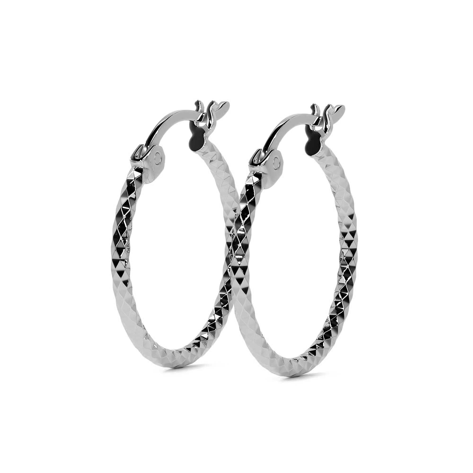 925 Sterling Silver Women's Honeycomb Diamond-Cut Stud Earrings 12mm