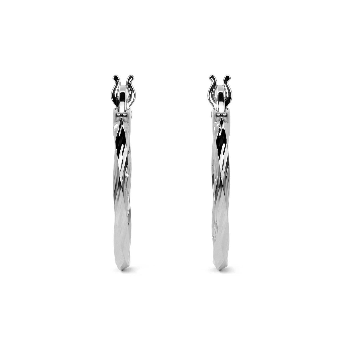 Women's Extra Lightweight 925 Silver Earring with Torsal Diamond Cut