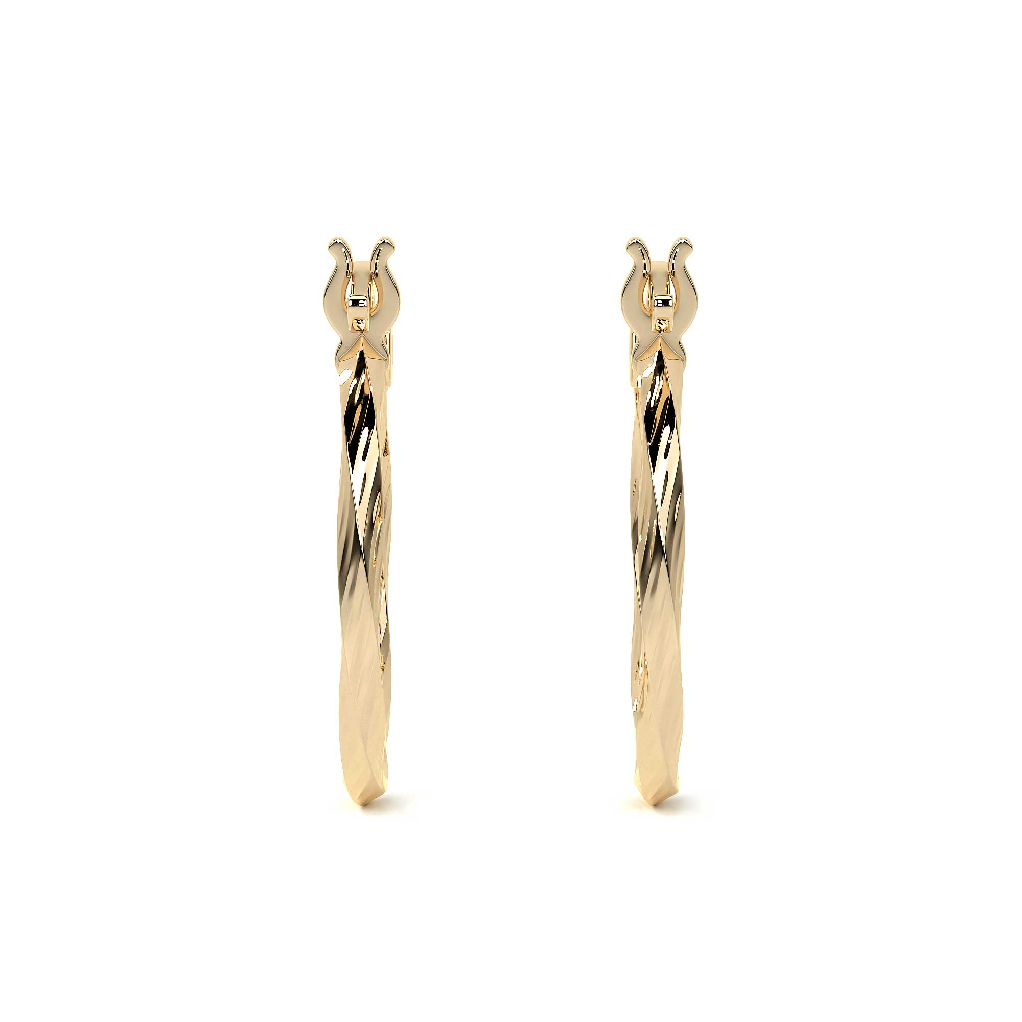 10k Gold Diamond-Cut Hoop Earring with Rope Style