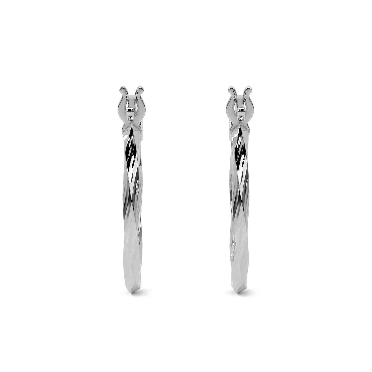 Women's Extra Lightweight 925 Silver Earring with Torsal Diamond Cut