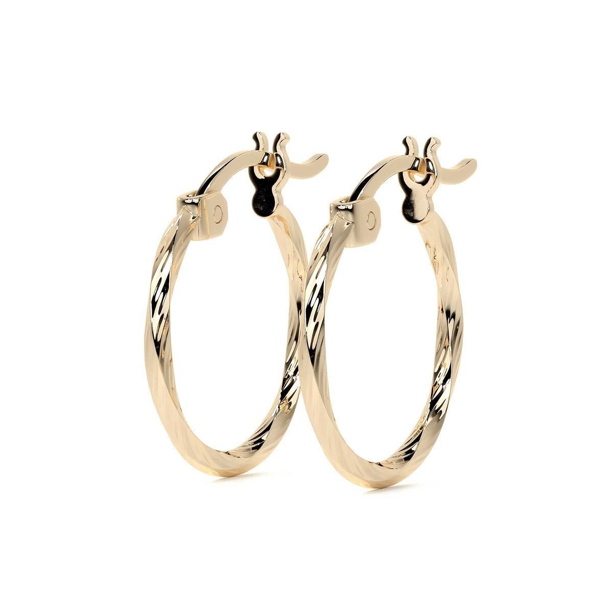 10k Gold Diamond-Cut Hoop Earring with Rope Style