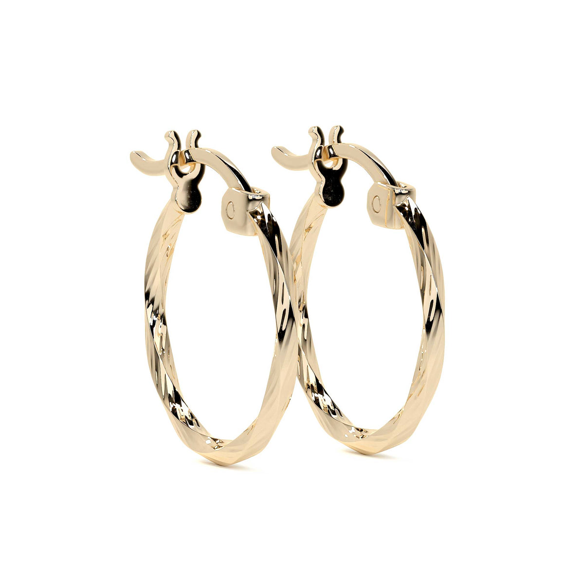 10k Gold Diamond-Cut Hoop Earring with Rope Style