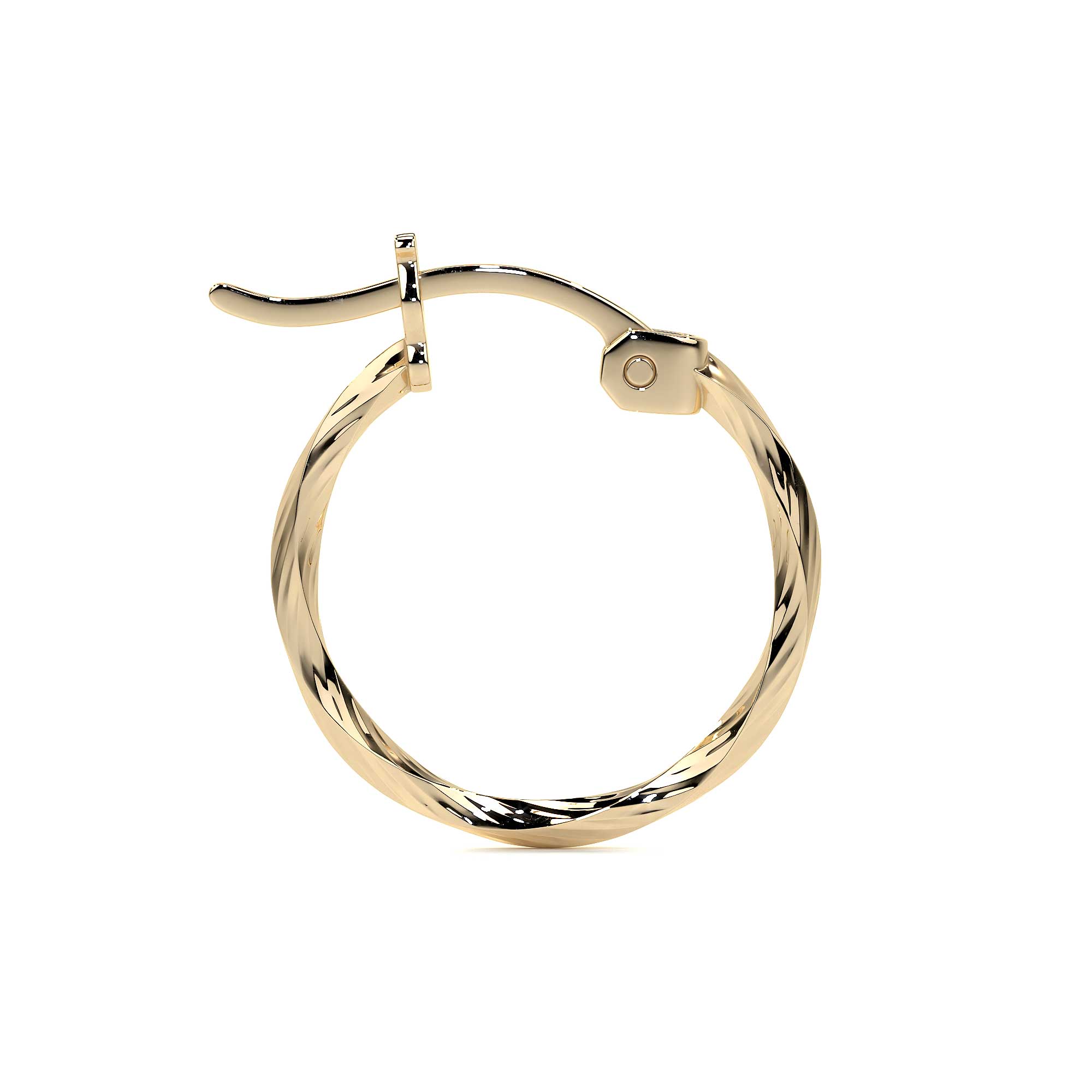 14k Gold Diamond-Cut Twisted Hoop Earring