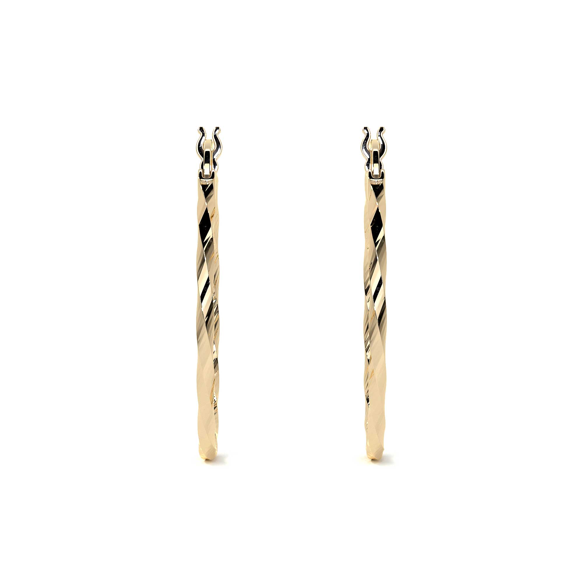 10k Gold Diamond-Cut Hoop Earring with Rope Style