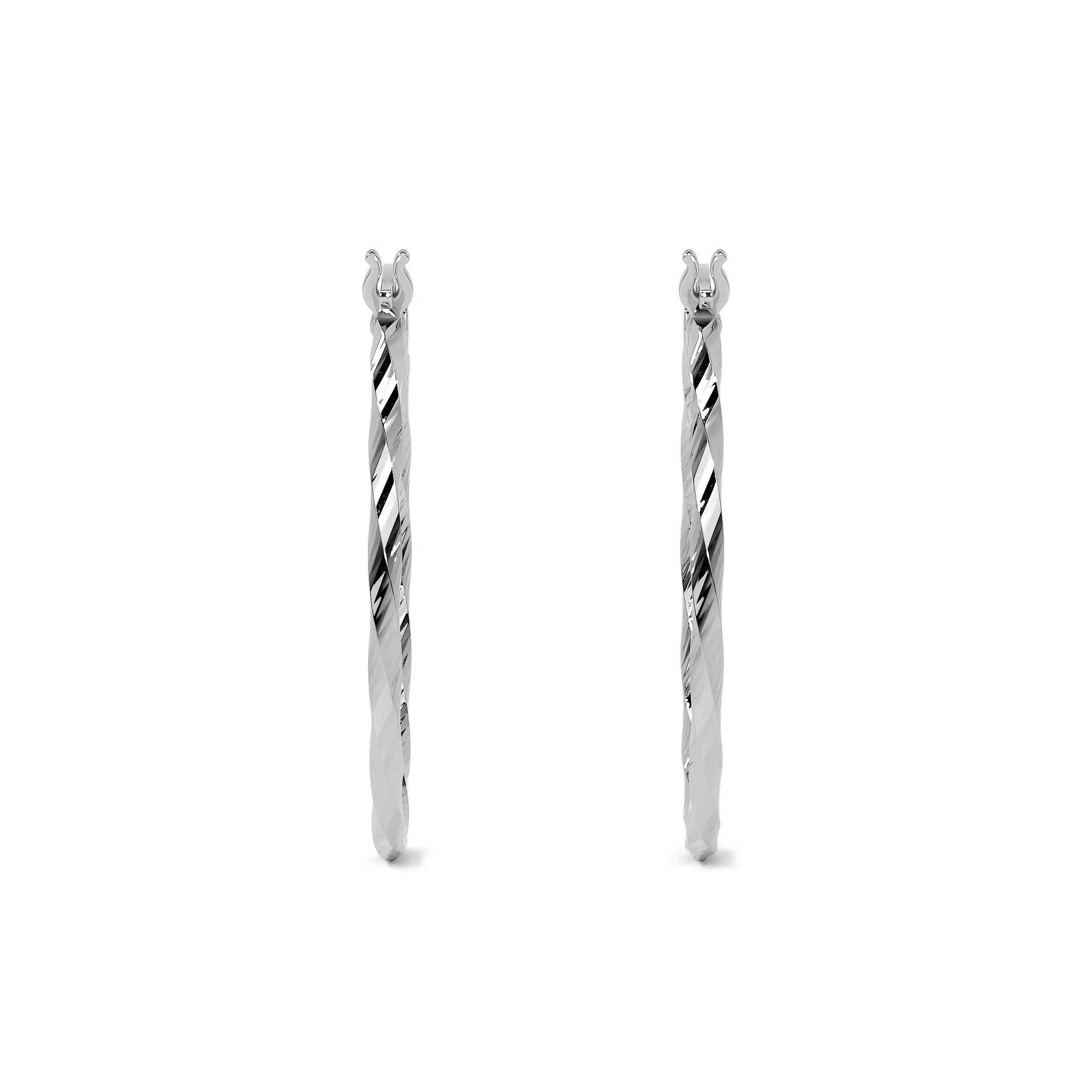 925 Sterling Silver Earring for Women with Diamond-Cut Torsal Detail