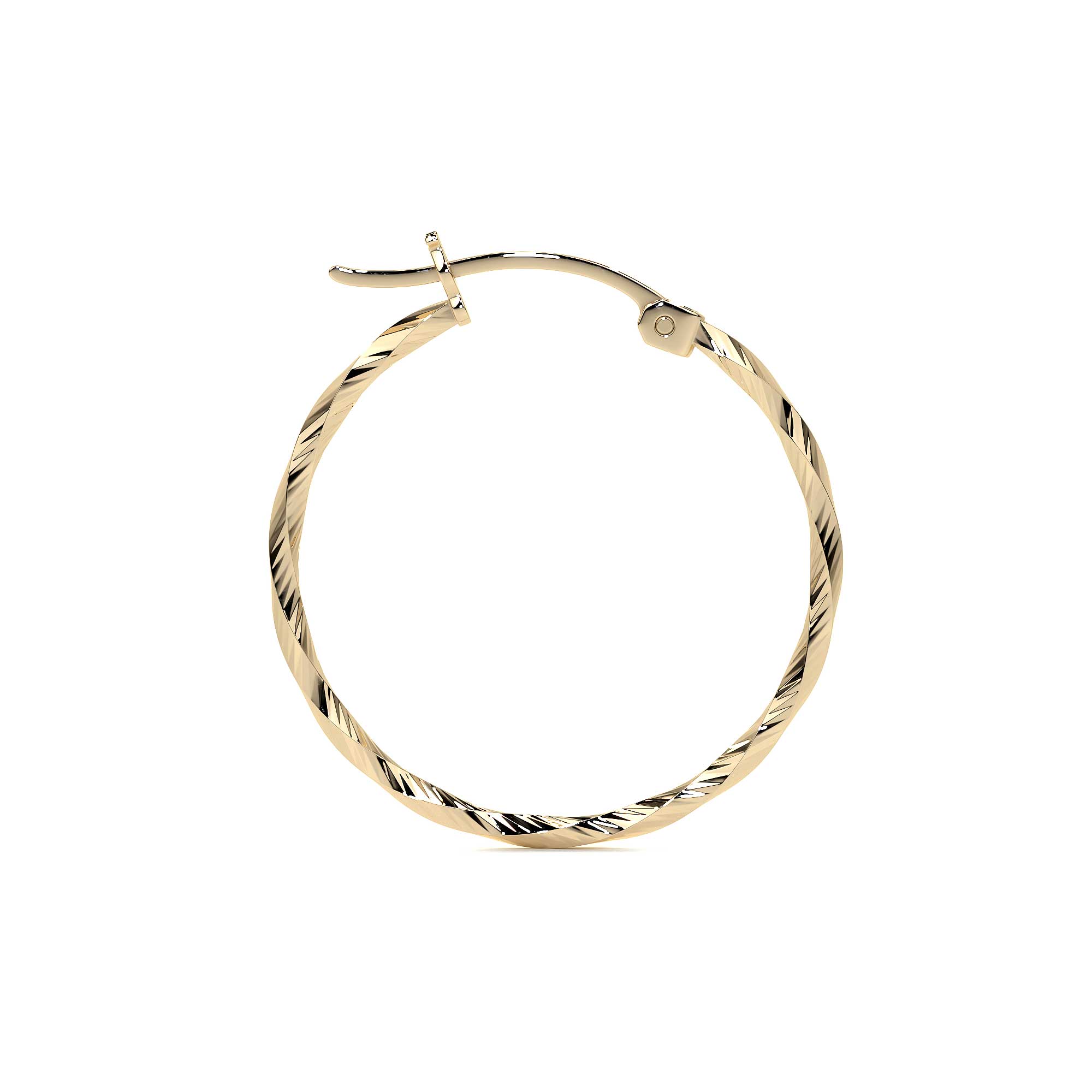 10k Gold Diamond-Cut Hoop Earring with Rope Style