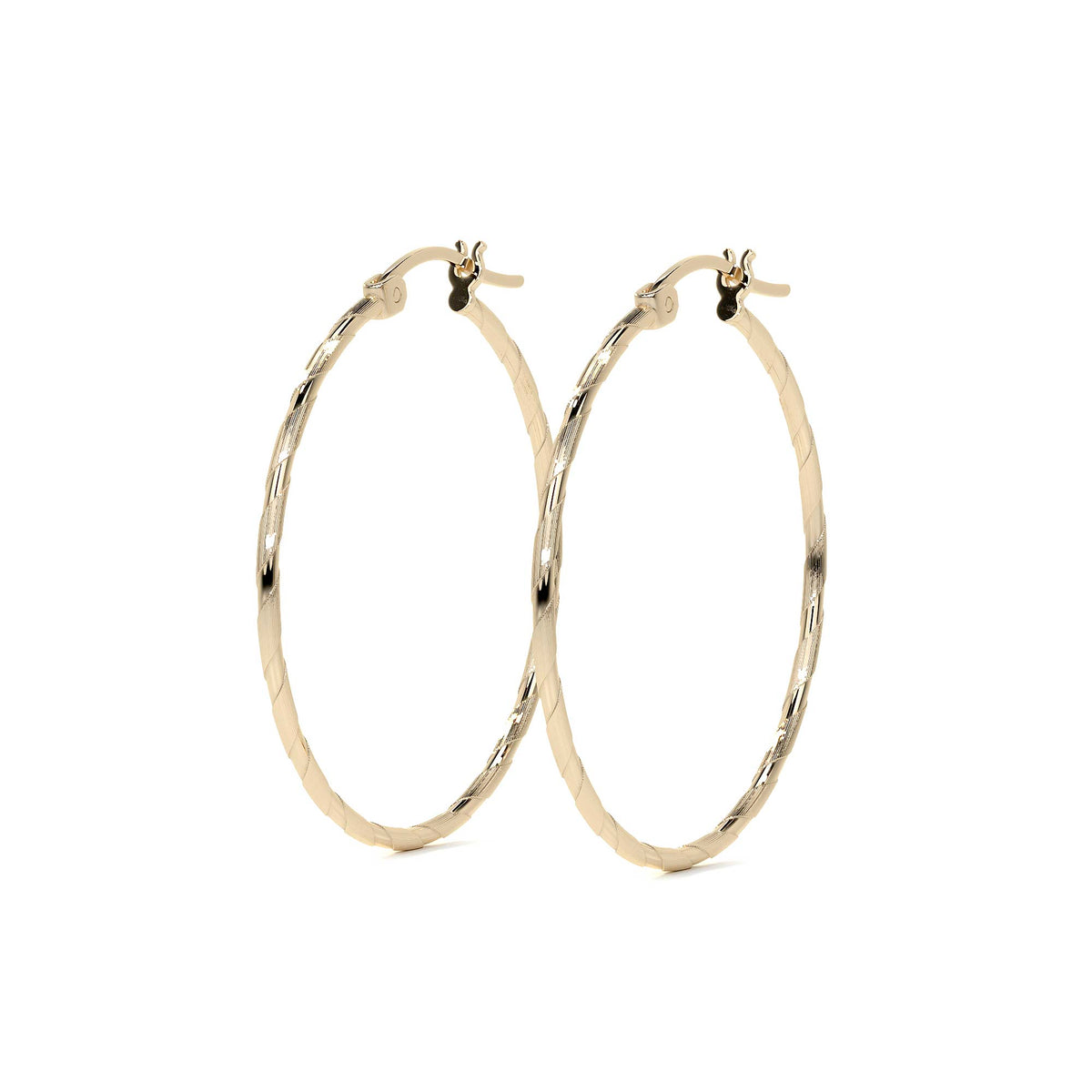 Diamond-Cut Rope Blue Gold Hoop Earring