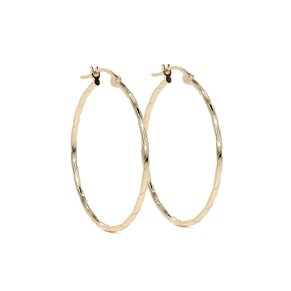 Diamond-Cut Rope Blue Gold Hoop Earring