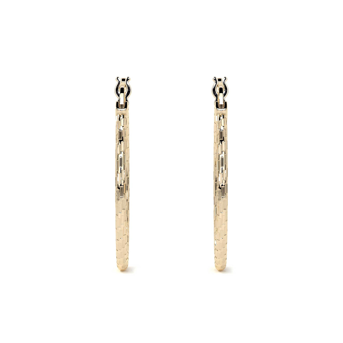 14k Gold Diamond-Cut Arracada Hoop Earring, Domino Style