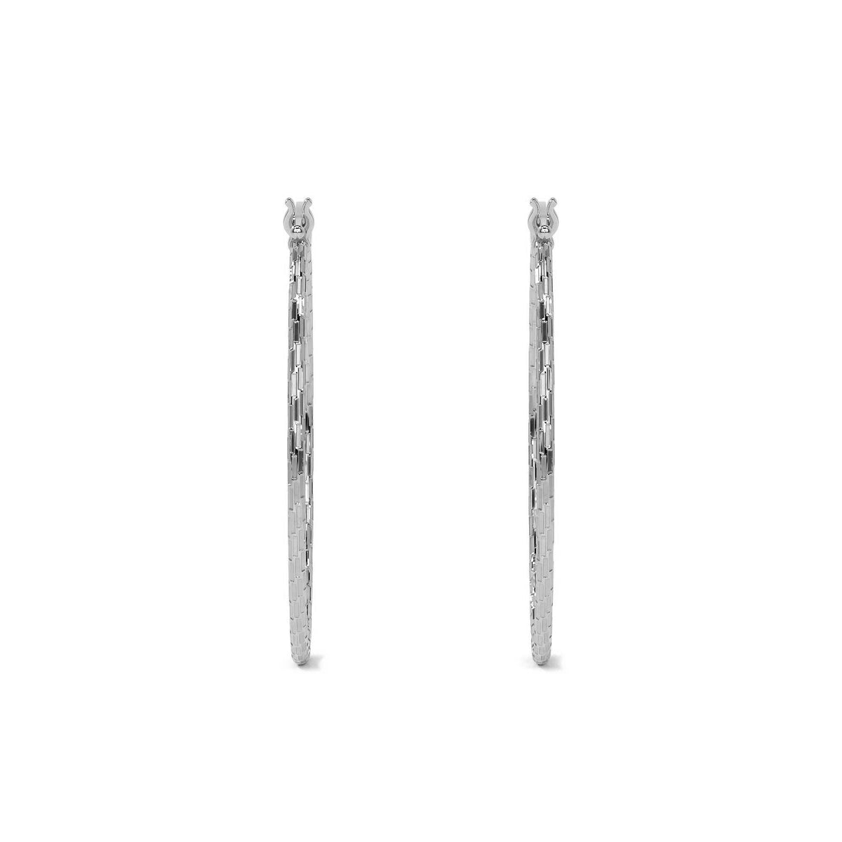 Sterling Silver .925 Diamond-Cut Arracada Hoop Earring for Women – Domino Style