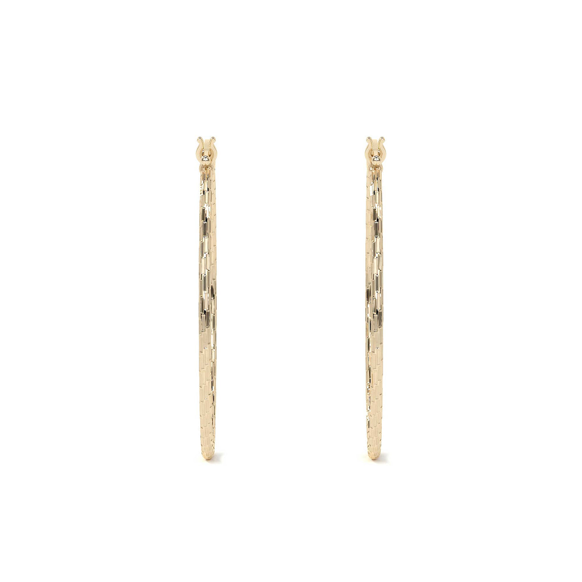 14k Gold Diamond-Cut Arracada Hoop Earring, Domino Style