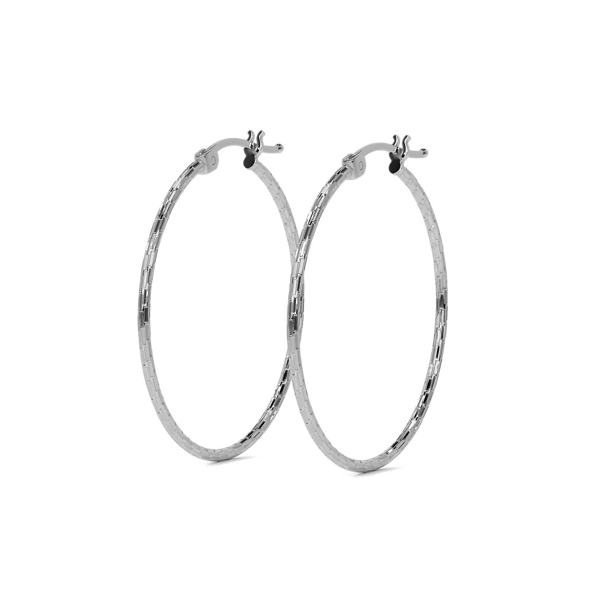 925 Sterling Silver Lightweight Diamond-Cut Arracada Hoop Earring for Women, Domino Style