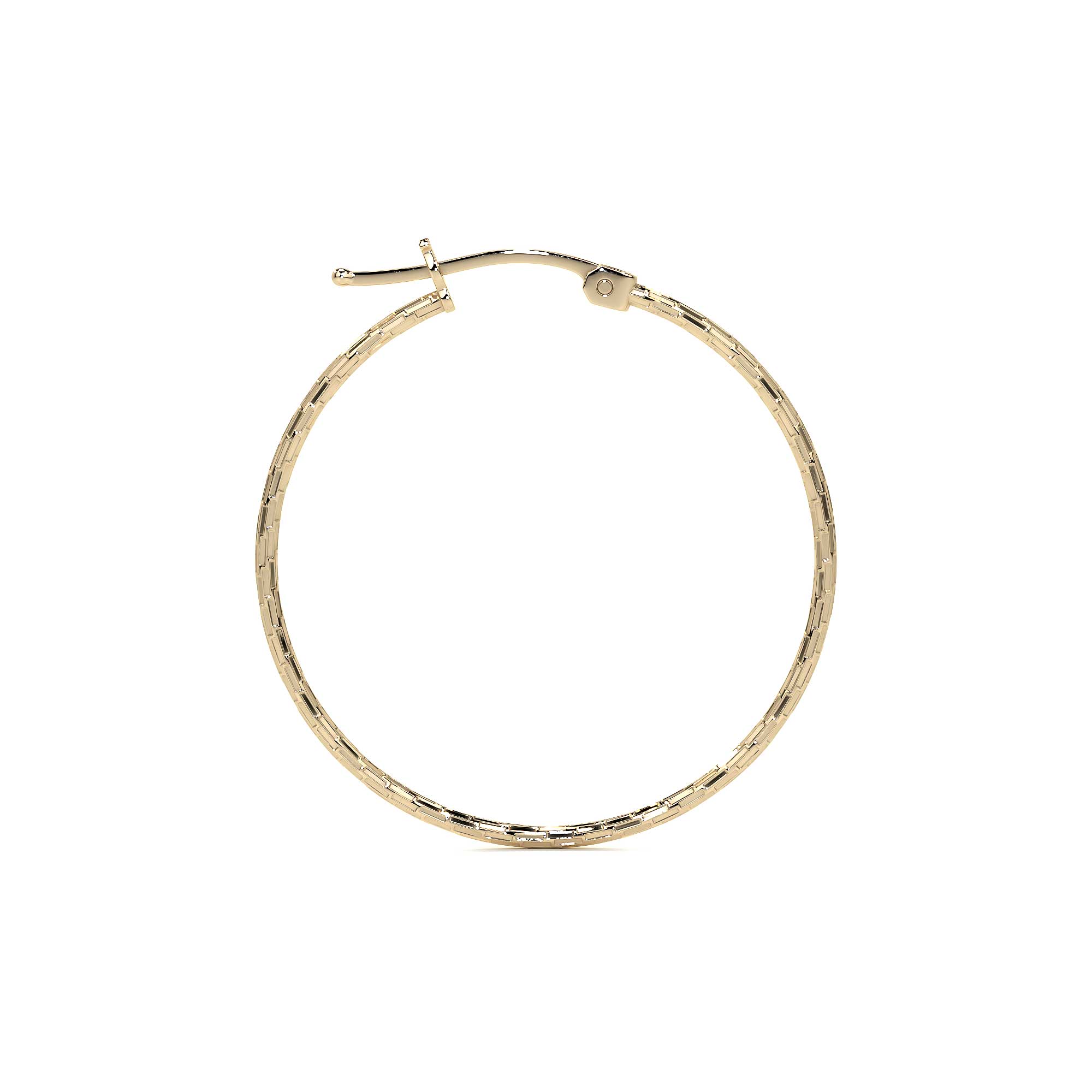 14k Gold Diamond-Cut Arracada Hoop Earring, Domino Style