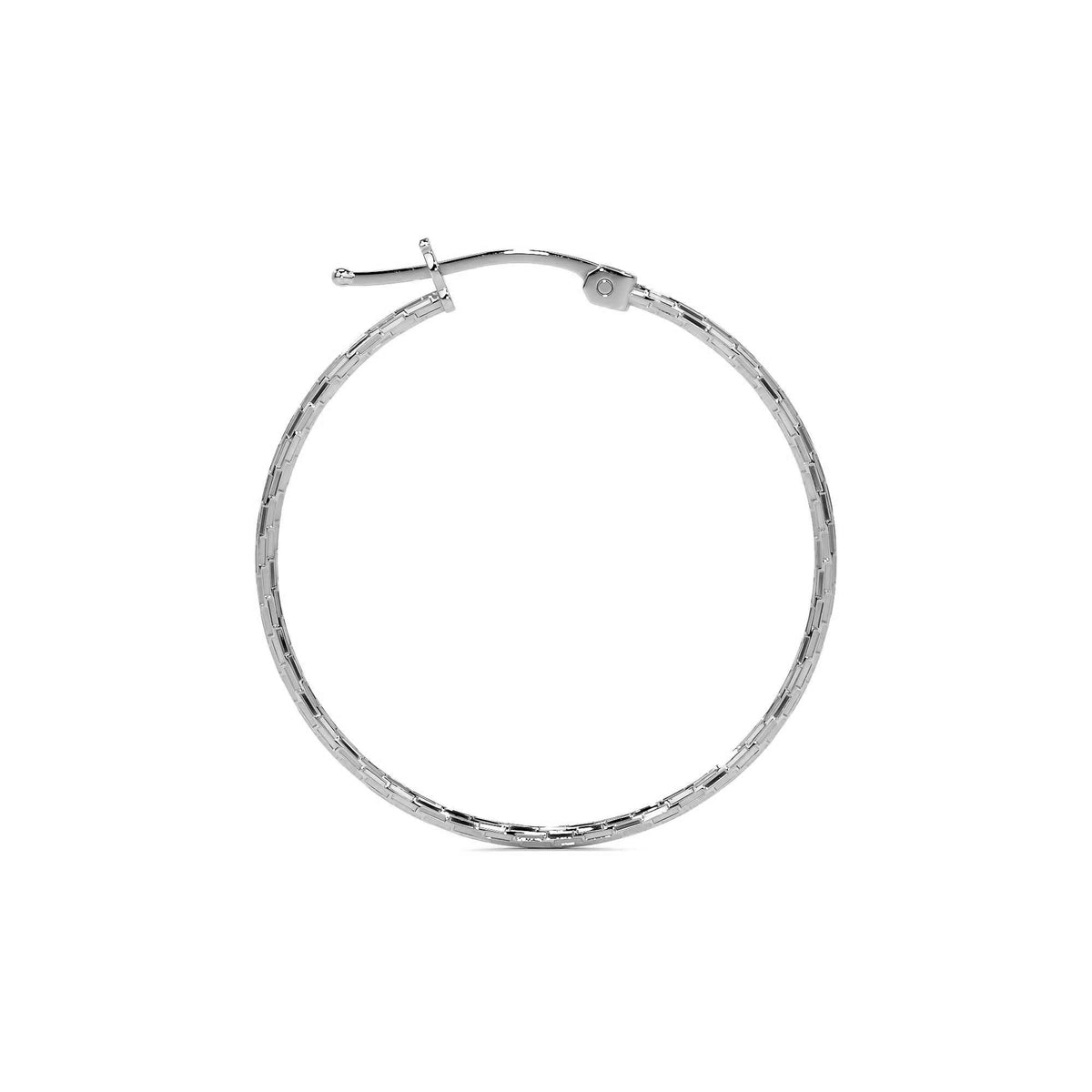 Sterling Silver .925 Diamond-Cut Arracada Hoop Earring for Women – Domino Style