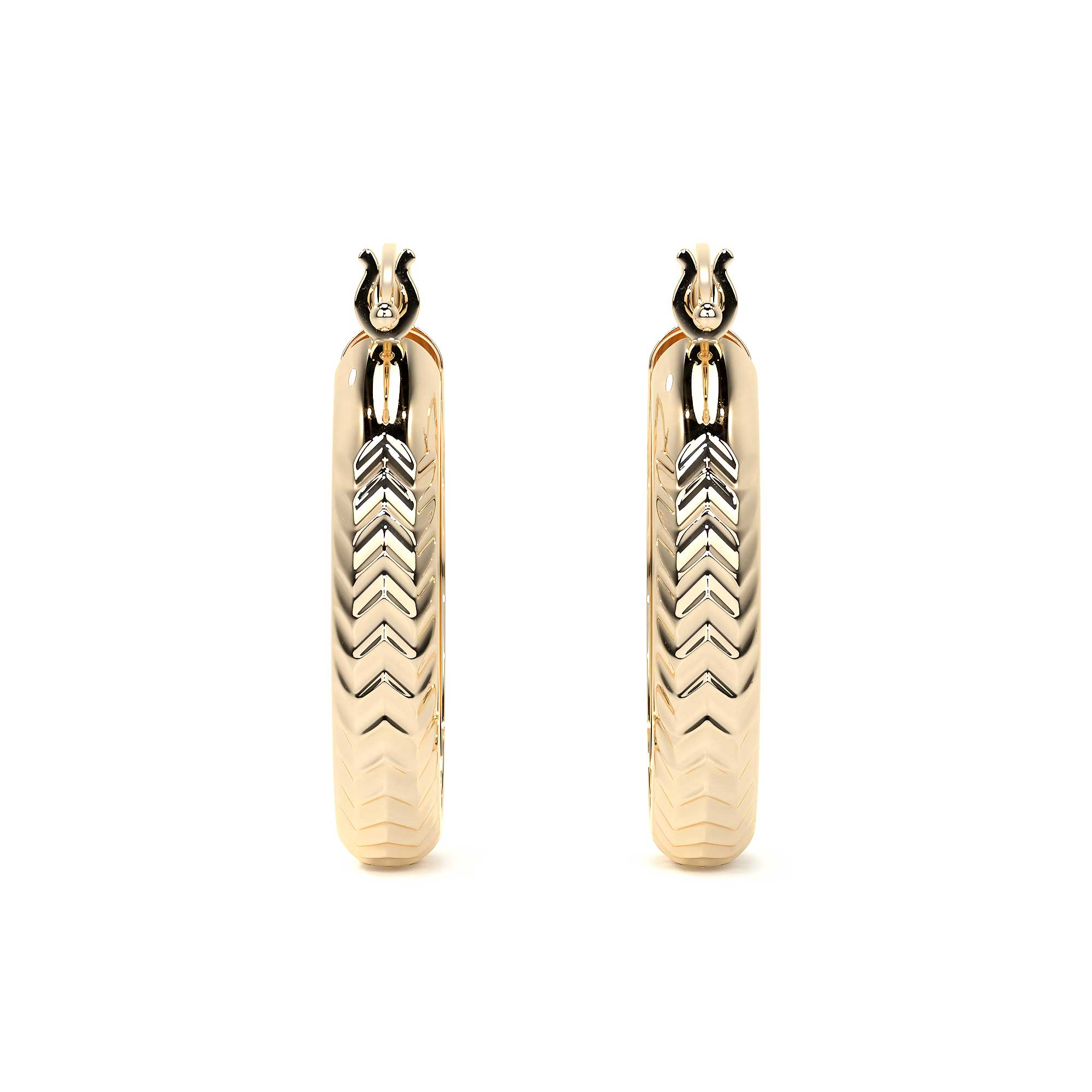 10k Gold Diamond-Cut Diagonal Arracada Bangle Earring, 12mm