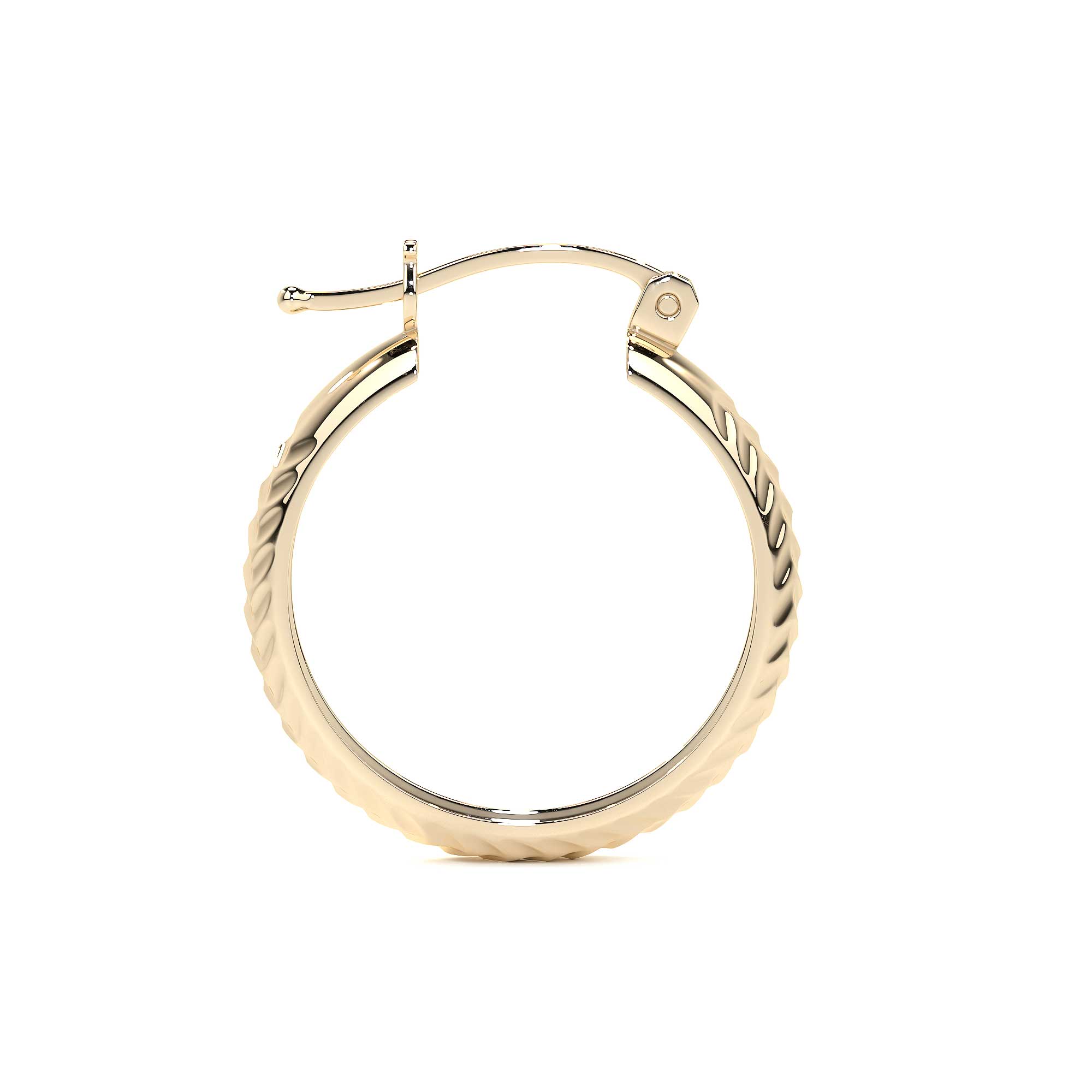 10k Gold Diamond-Cut Diagonal Arracada Bangle Earring, 12mm