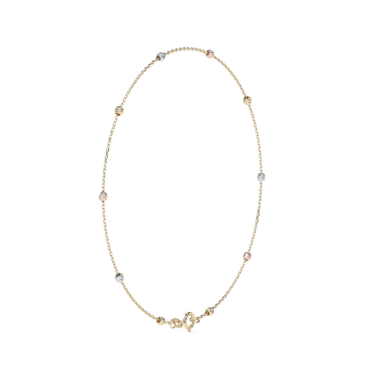 10k Gold Imperial Jewelry Italian Rolo Bracelet, 18cm, Tricolor Bead, Gold-Tone