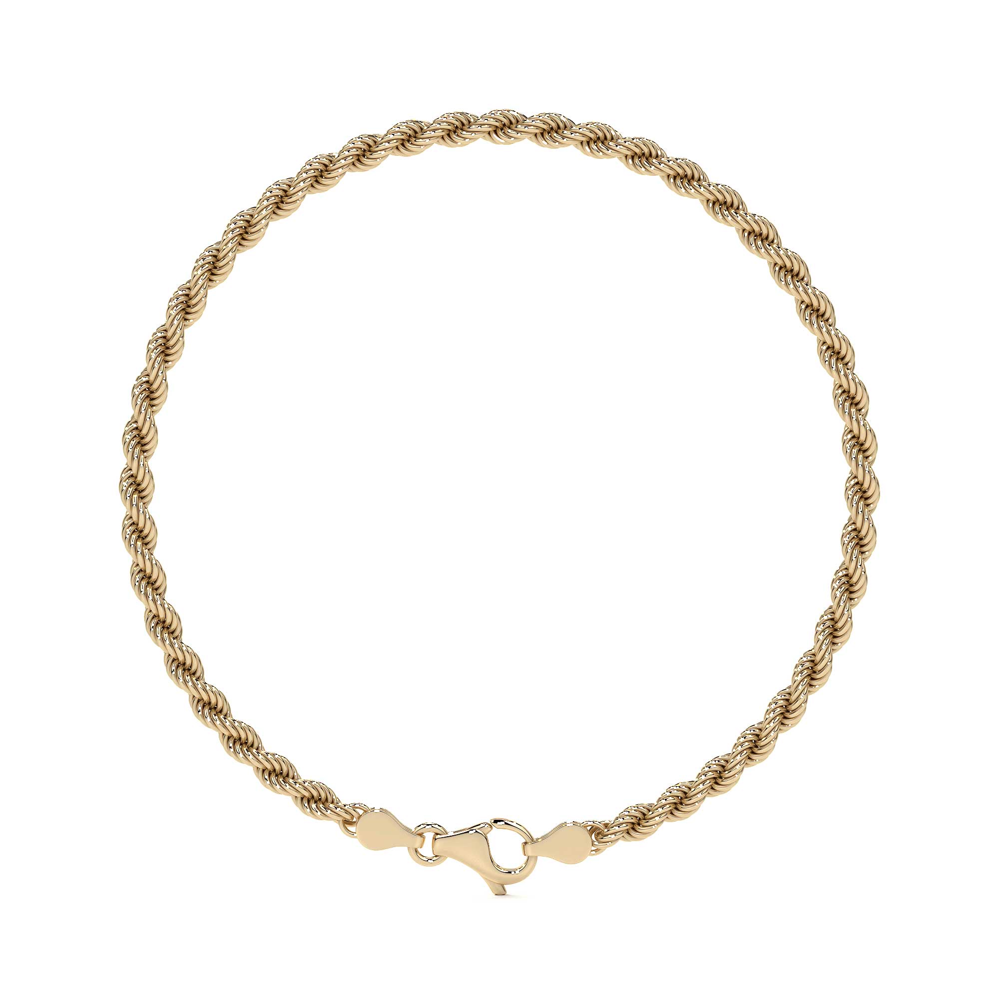 10K Gold Italian Rope Chain Bracelet | Elegant Fine Jewelry Bracelet