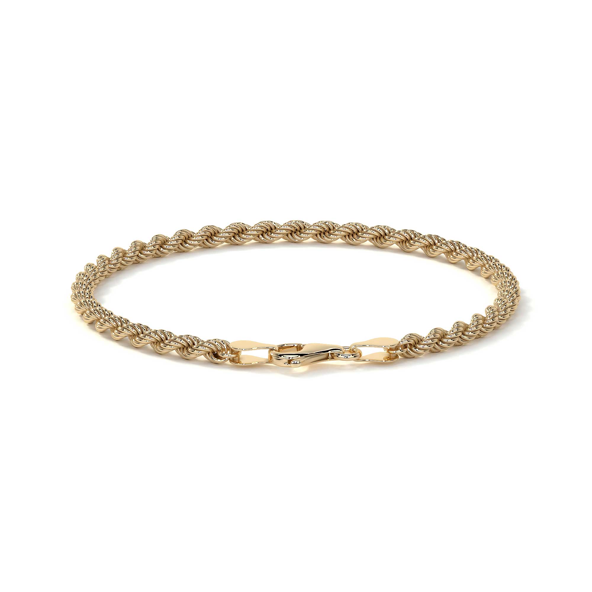 10k Italian Gold Torsal Bracelet, 3.3mm Gauge, 16cm