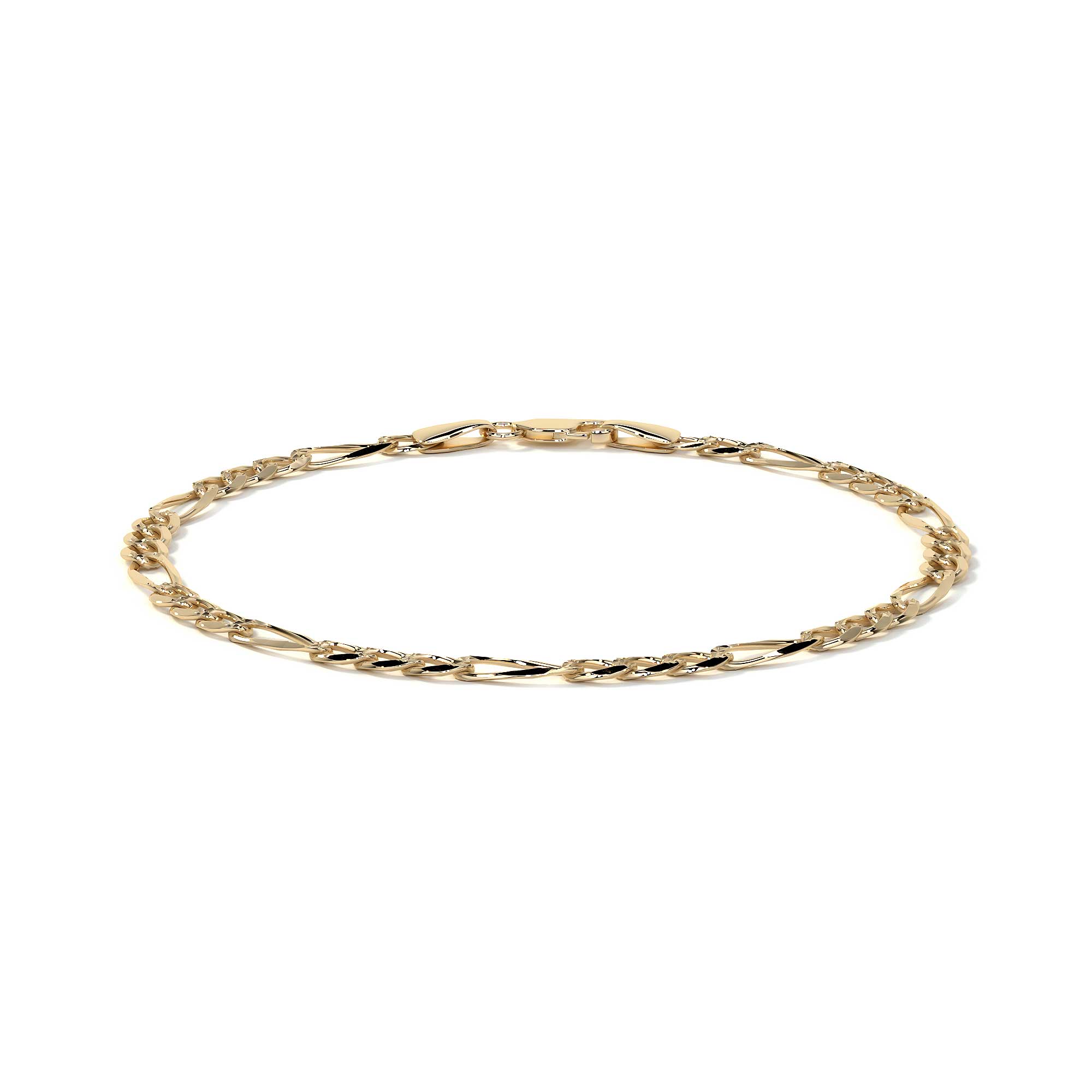 10K Italian Solid Figaro Chain, 3.5mm, 45cm, Gold-Tone