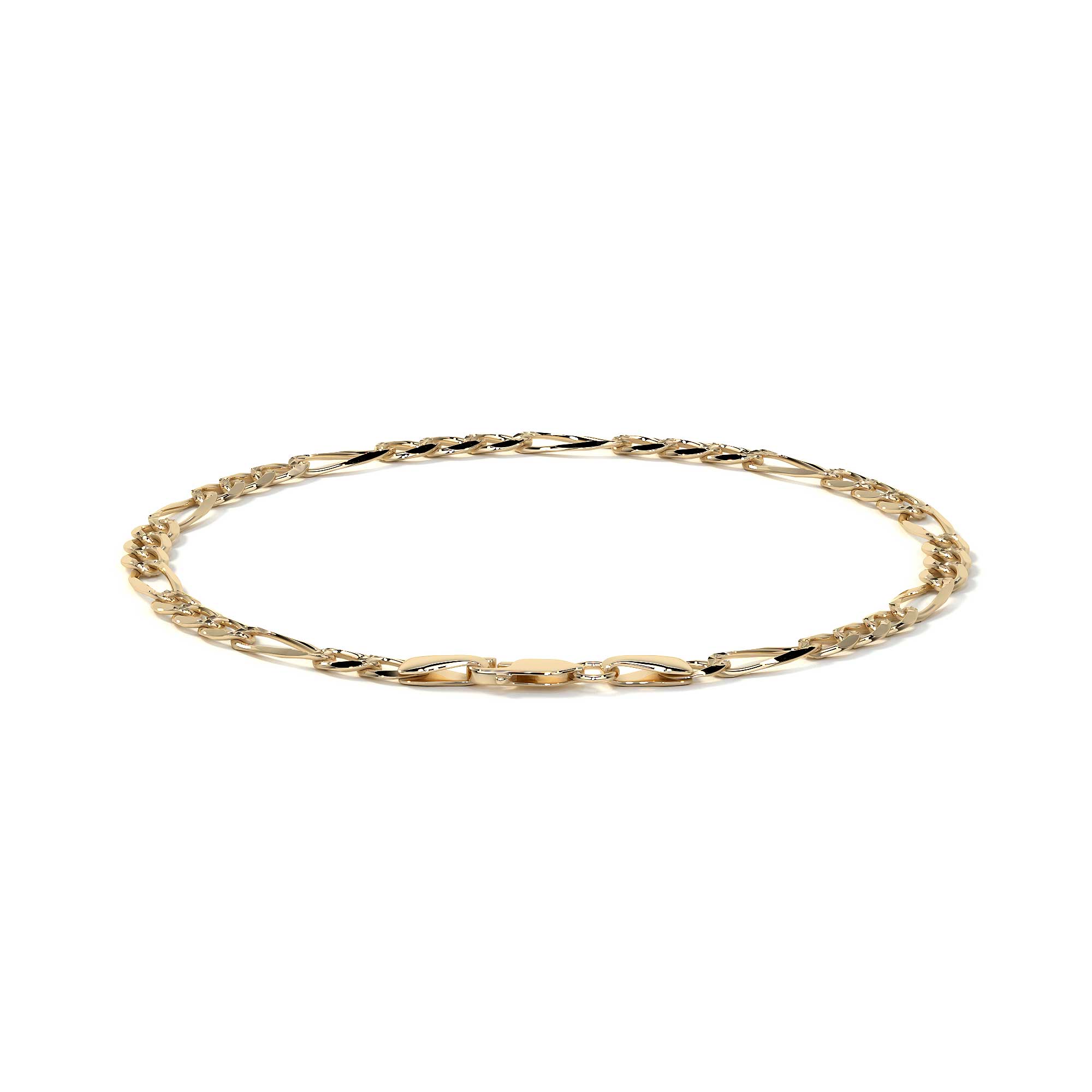 10K Italian Solid Figaro Chain, 5.3mm, 55cm