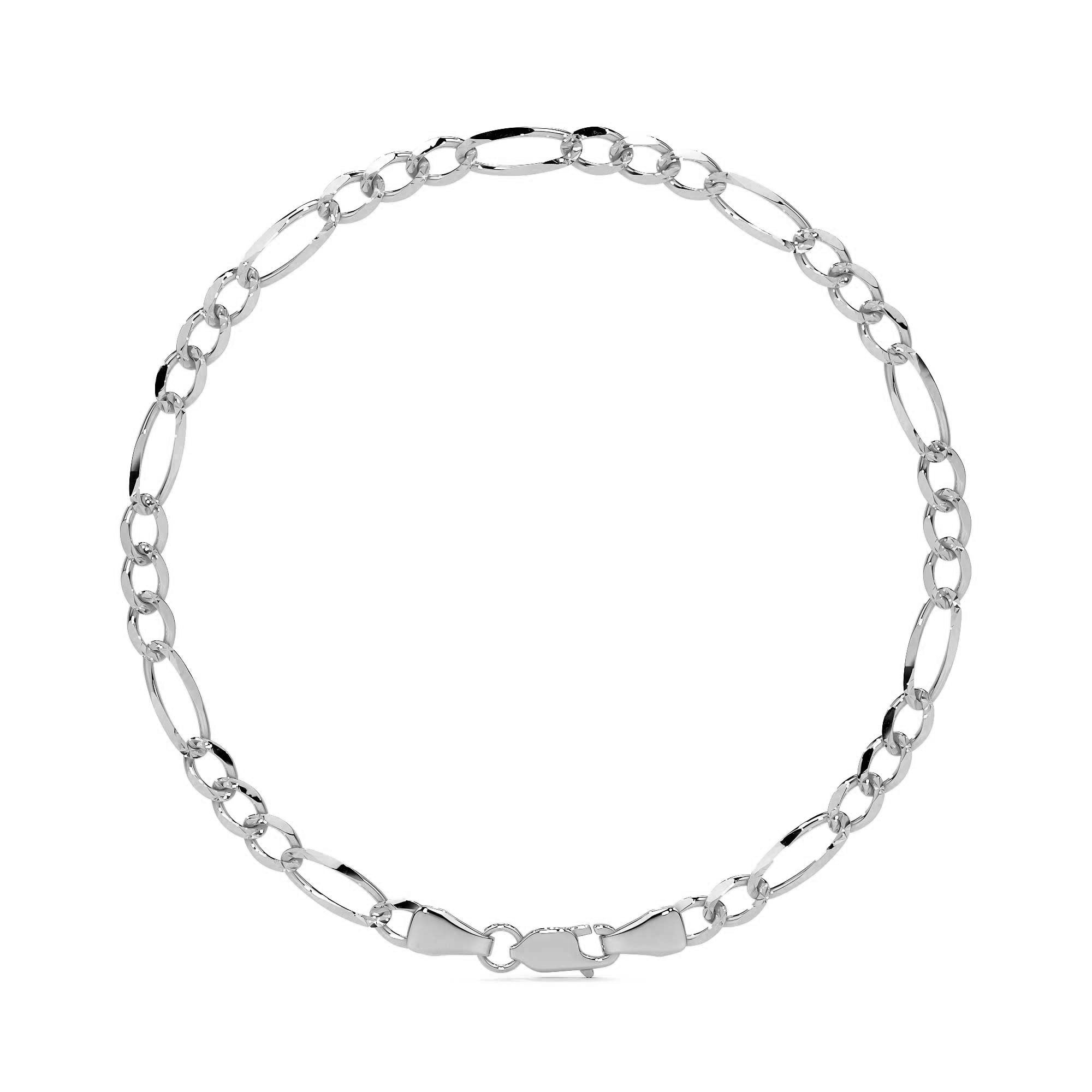 Men's Sterling Silver Italian Figaro 3+1 Bracelet | Elegant Men's Jewelry