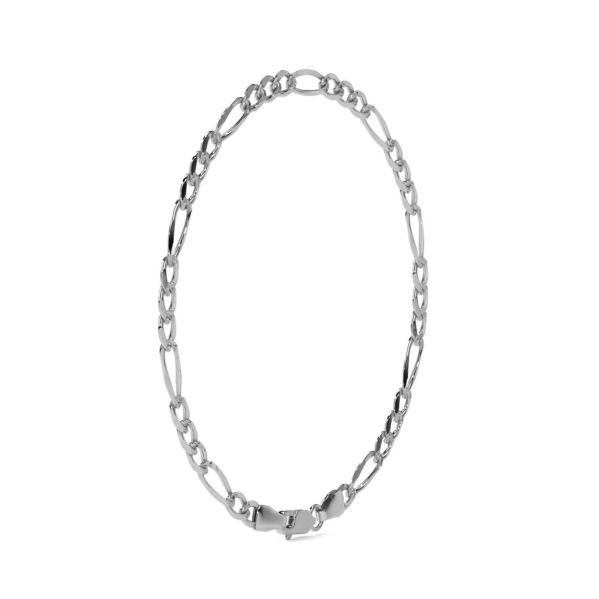 Men's Sterling Silver Italian Figaro 3+1 Bracelet | Elegant Men's Jewelry