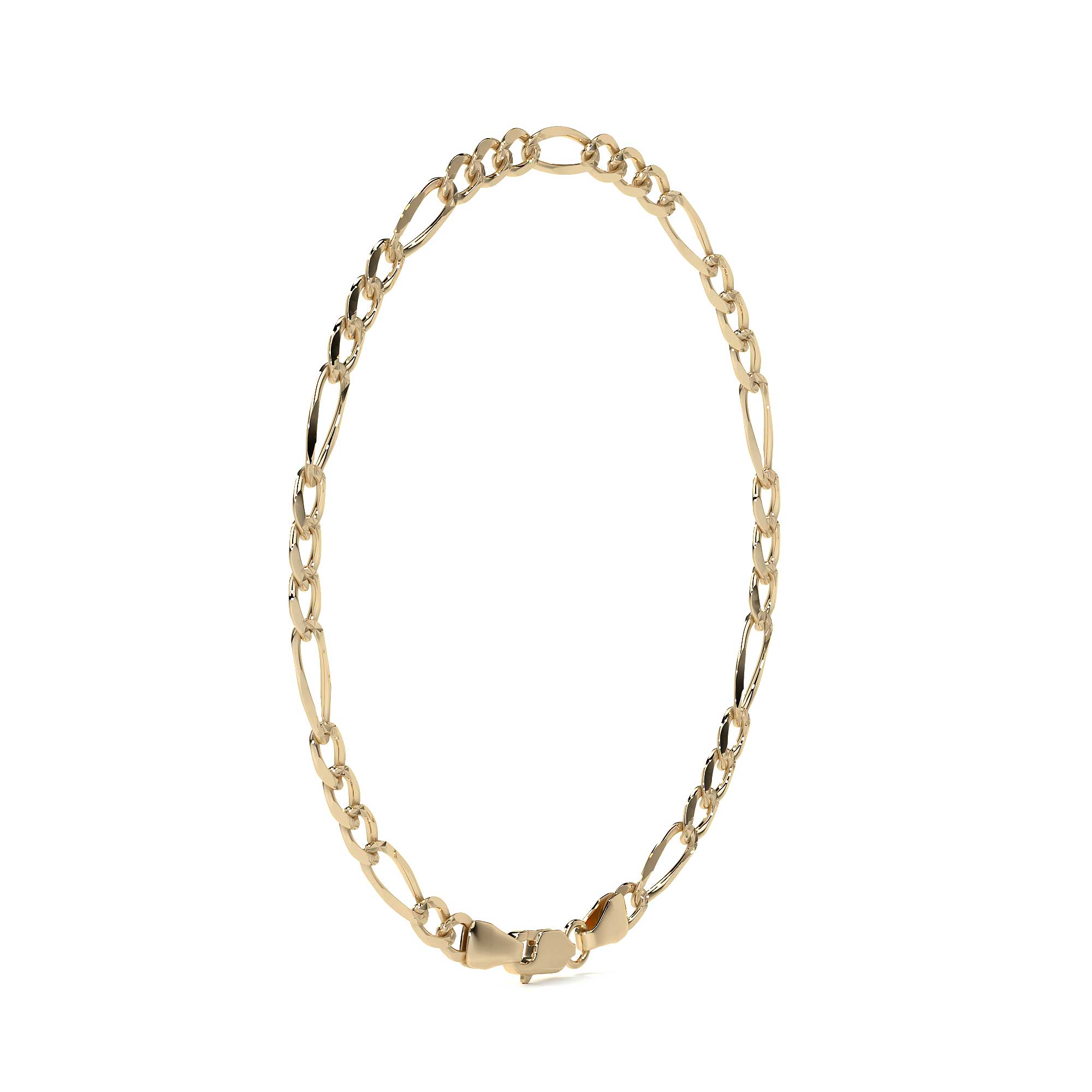 10K Italian Solid Figaro Chain, 5.3mm, 55cm