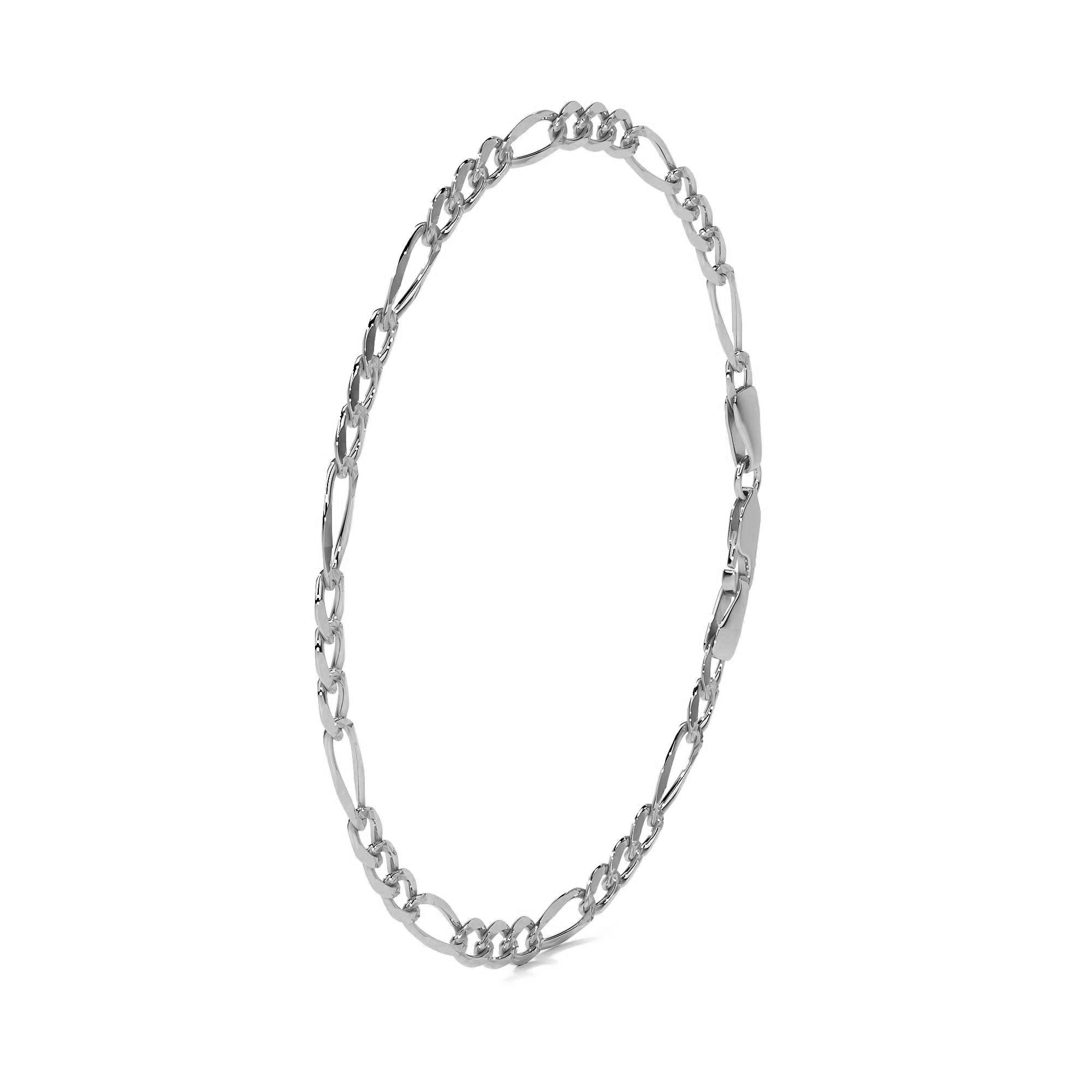 Men's Sterling Silver Italian Figaro 3+1 Bracelet | Elegant Men's Jewelry