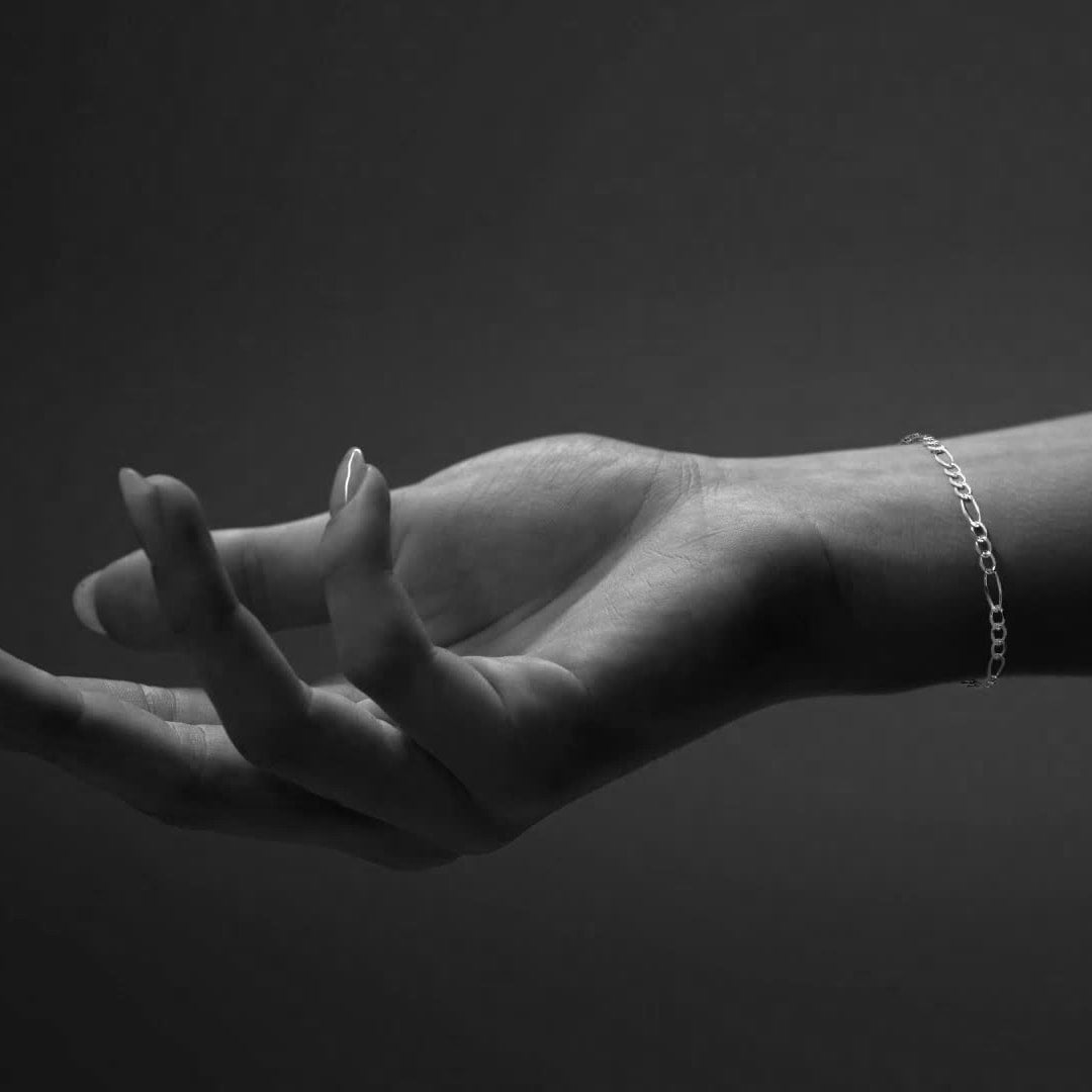 Men's Sterling Silver Italian Figaro 3+1 Bracelet | Elegant Men's Jewelry