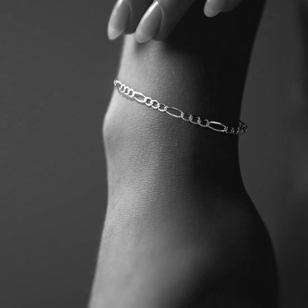 Men's Sterling Silver Italian Figaro 3+1 Bracelet | Elegant Men's Jewelry