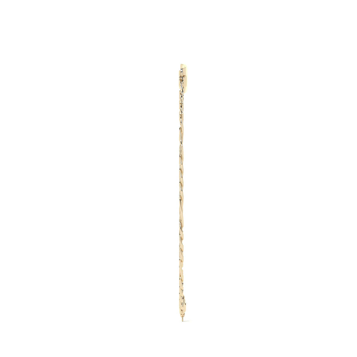 Italian Figaro Pave Bangle Bracelet 14k 2.6mm 16cm